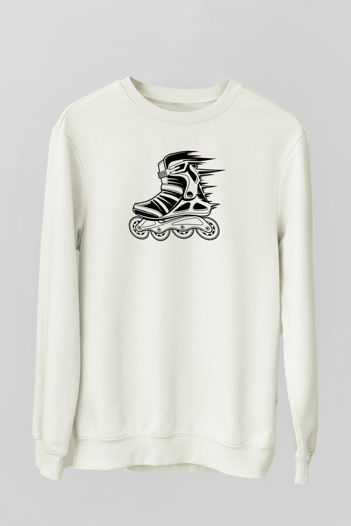 Paten Baskılı Unisex Ekru Sweatshirt