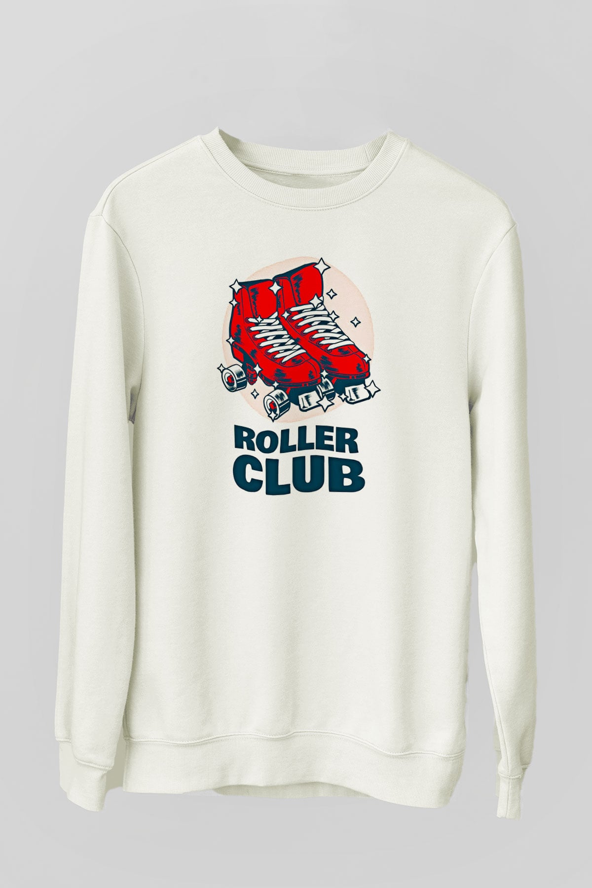 Paten Baskılı Unisex Ekru Sweatshirt
