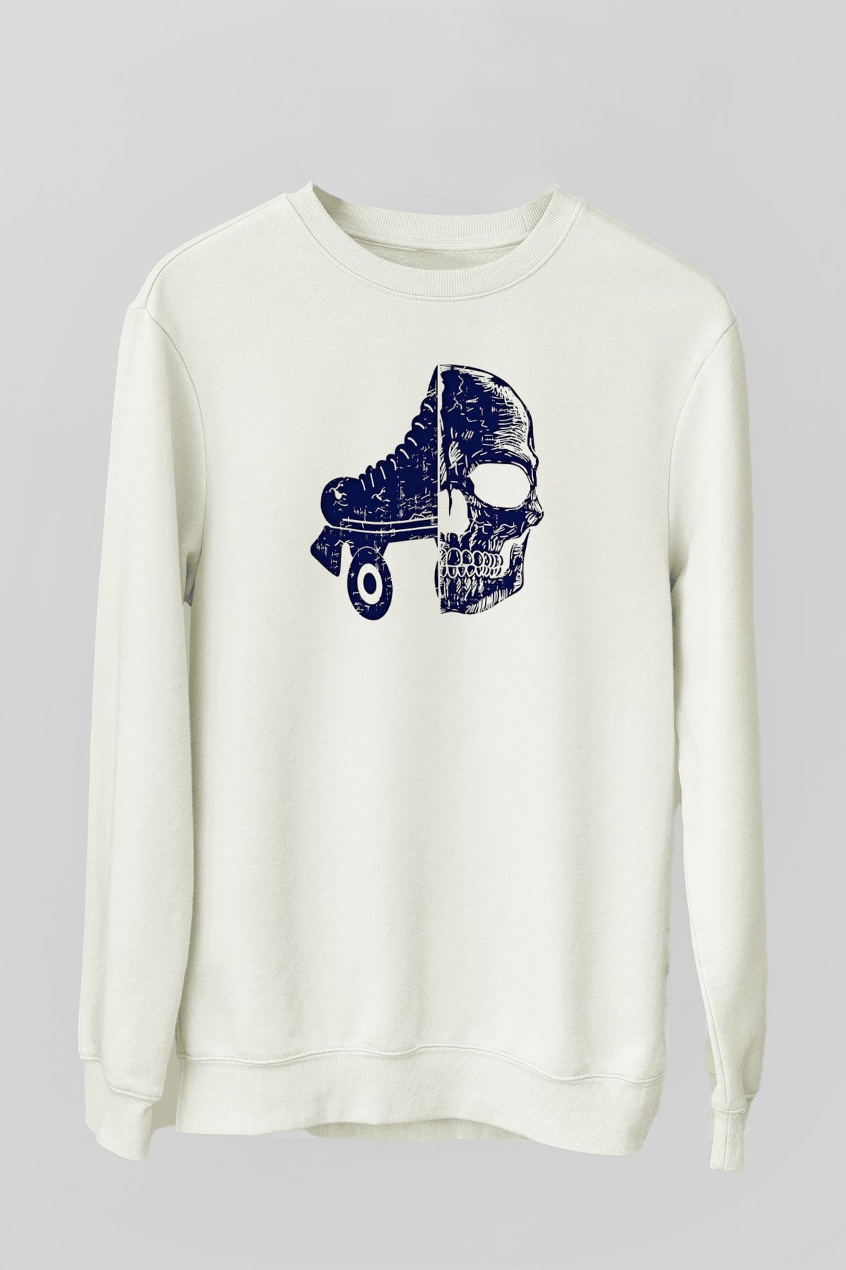 Paten Baskılı Unisex Ekru Sweatshirt