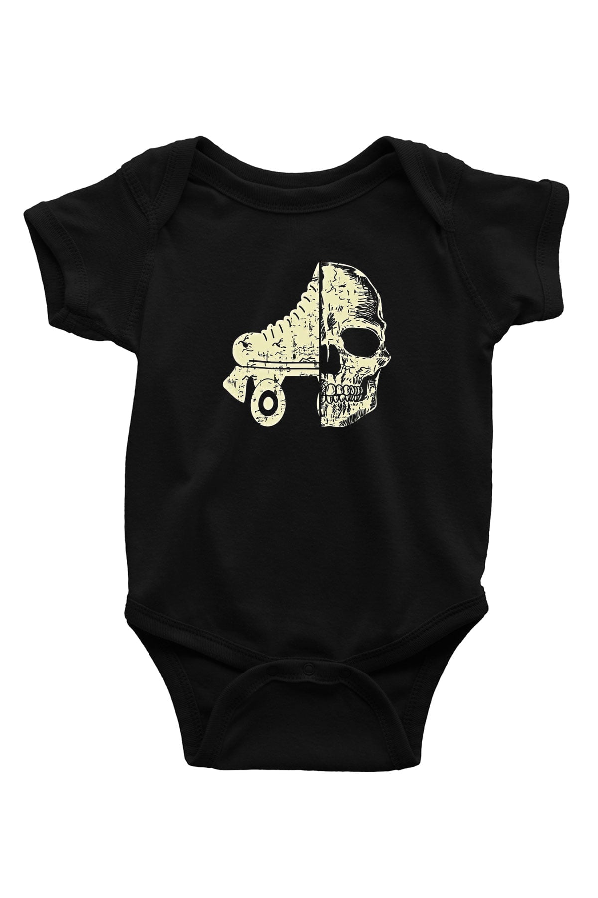 Paten Baskılı Unisex Siyah Bebek Body - Zıbın