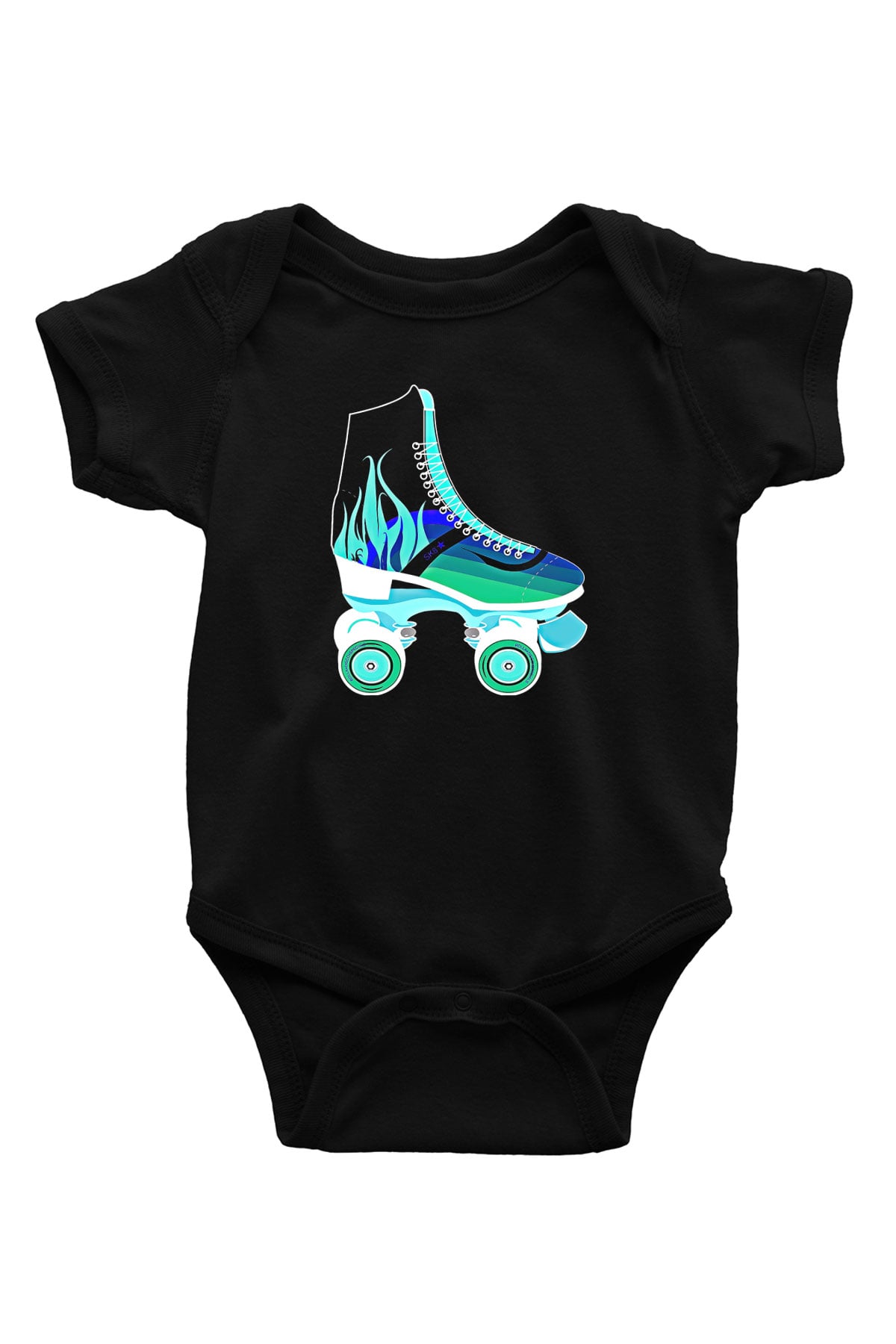 Paten Baskılı Unisex Siyah Bebek Body - Zıbın