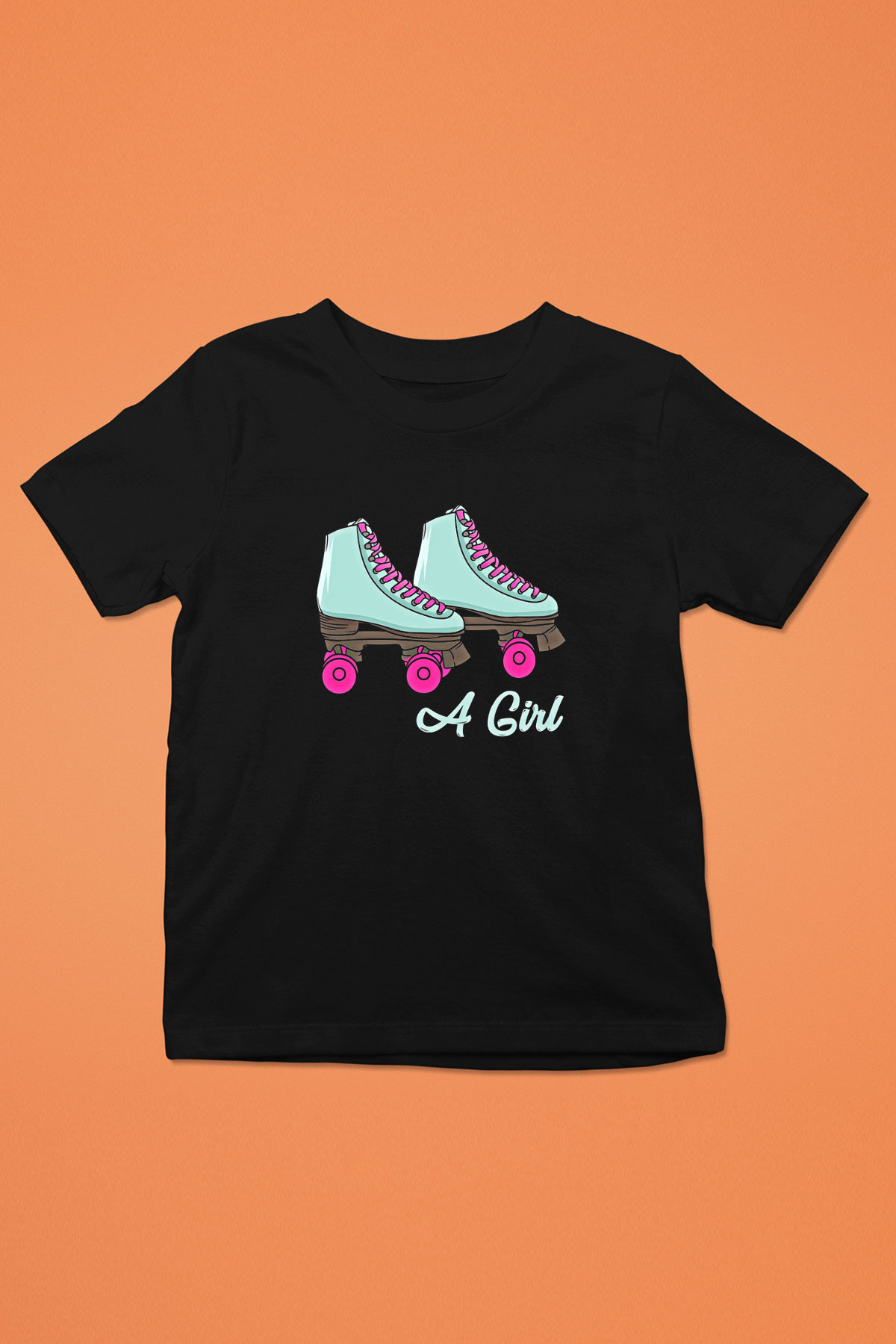 Paten Baskılı Unisex Siyah Çocuk Tİşörtü - Tshirt