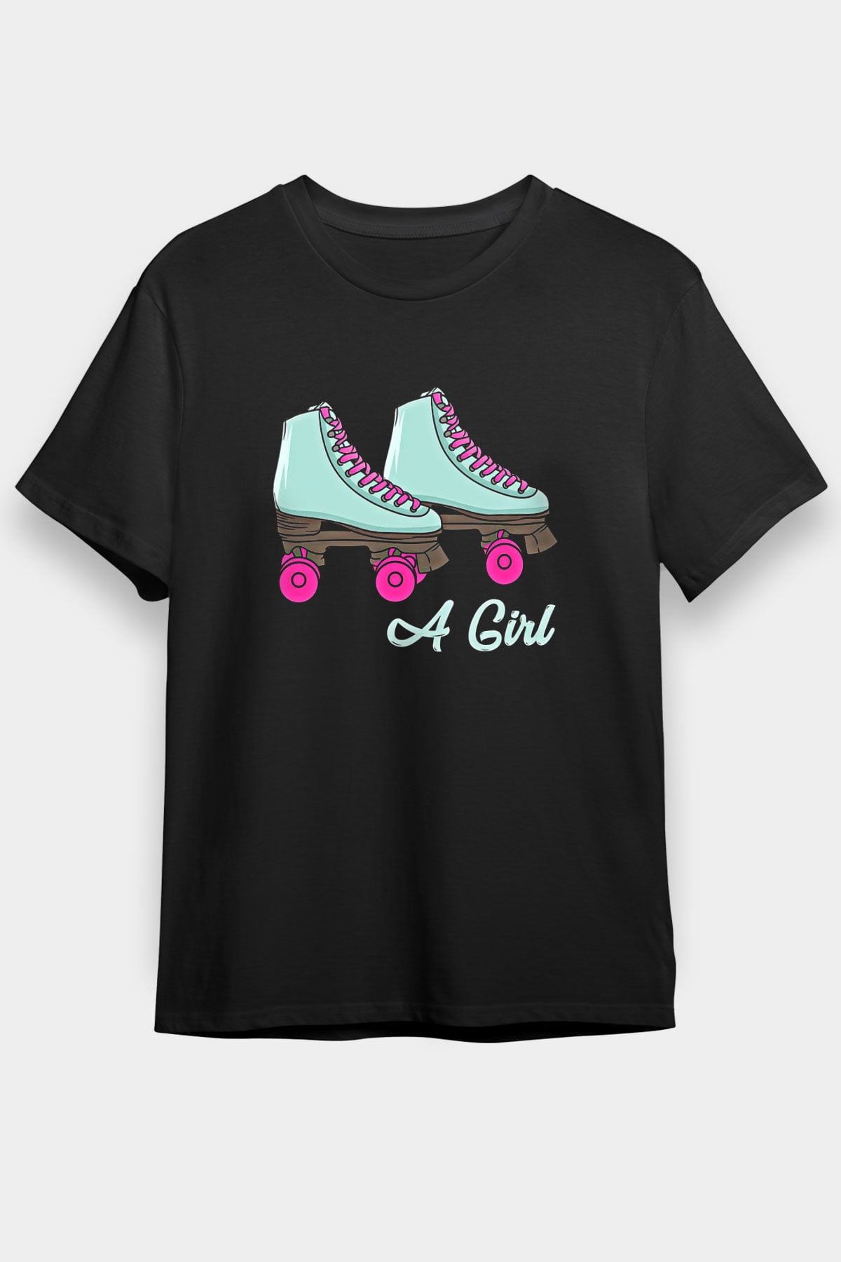 Paten Baskılı Unisex Siyah Tişört - Tshirt