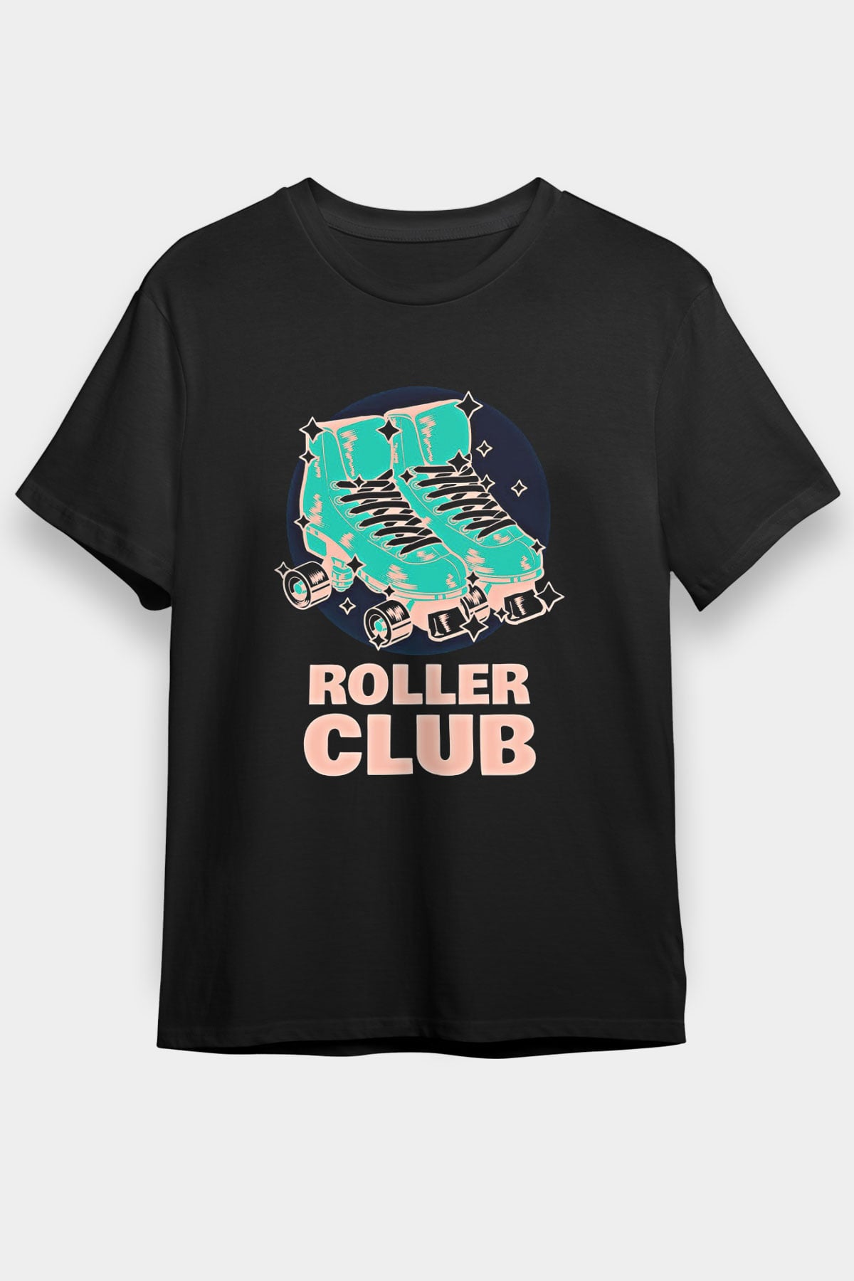 Paten Baskılı Unisex Siyah Tişört - Tshirt