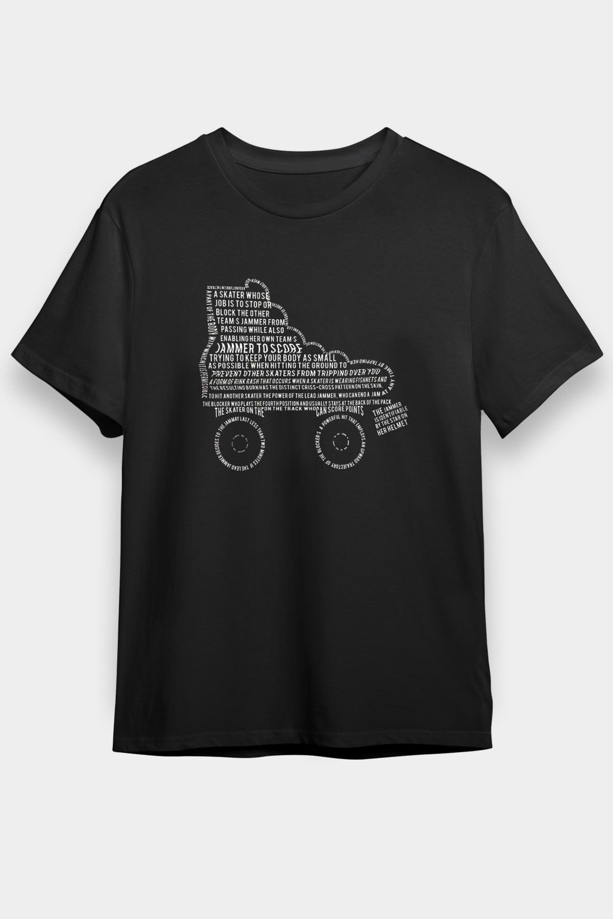 Paten Baskılı Unisex Siyah Tişört - Tshirt