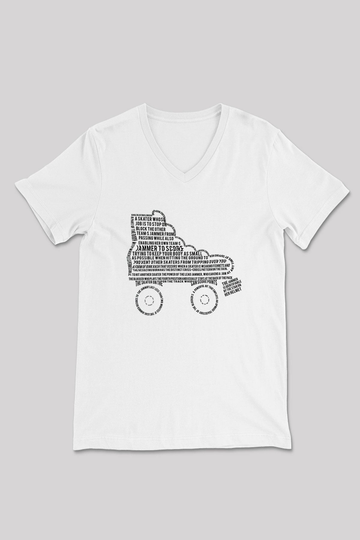 Paten Baskılı Unisex V Yaka Tişört - Tshirt