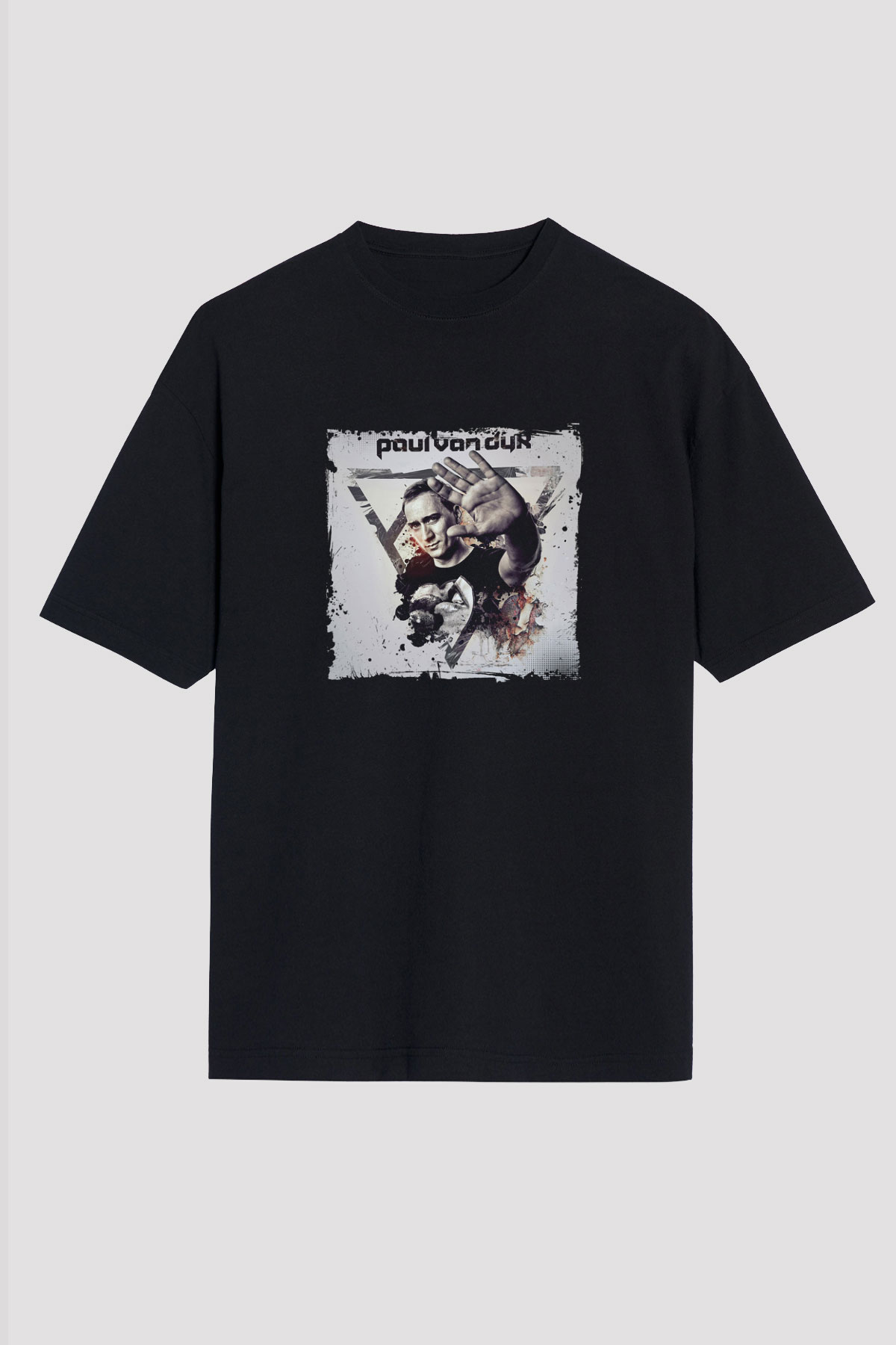 Paul Van Dyk Baskılı Unisex Oversize Siyah Tişört