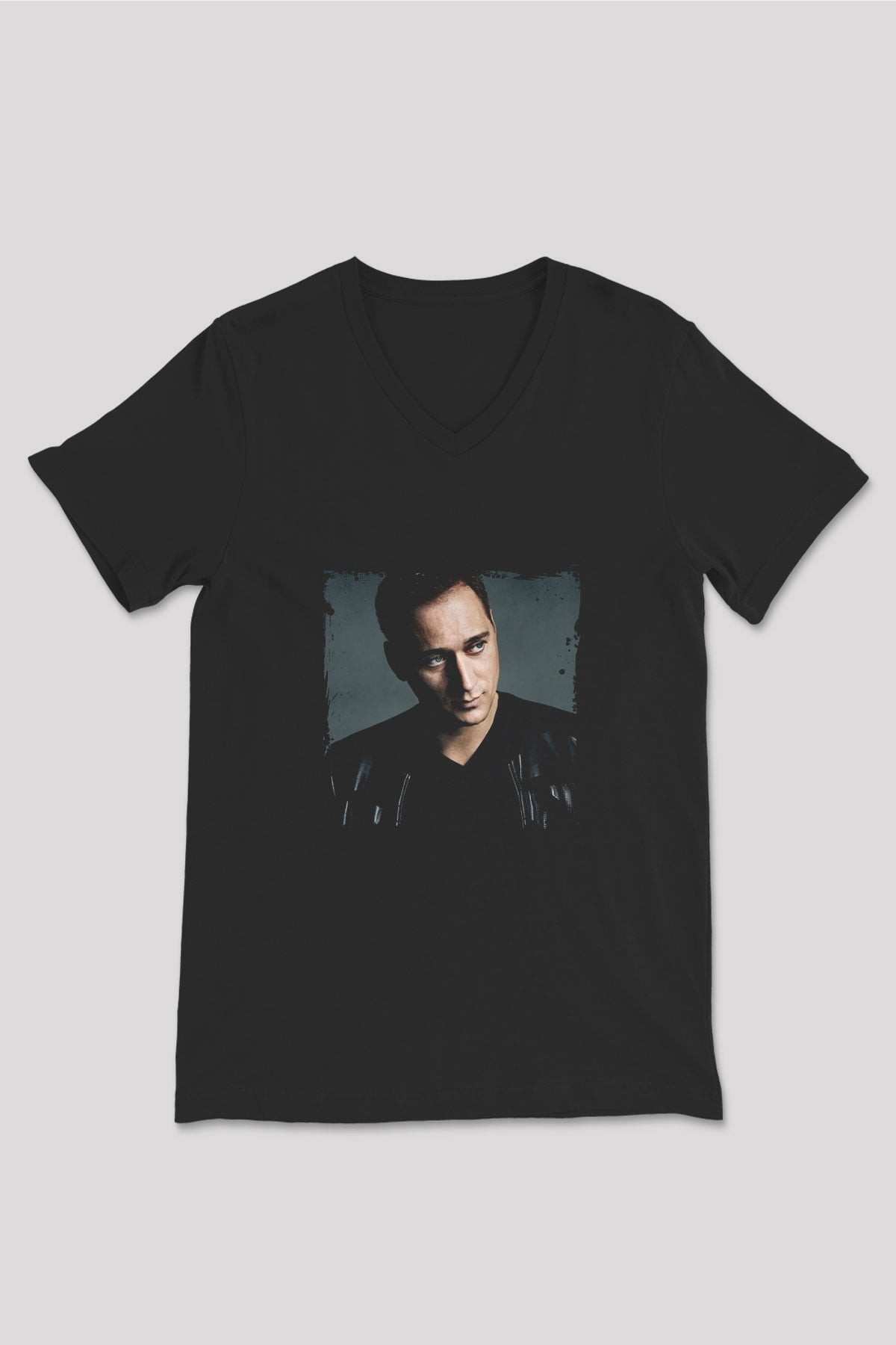 Paul Van Dyk Baskılı Unisex Siyah V Yaka Tişört
