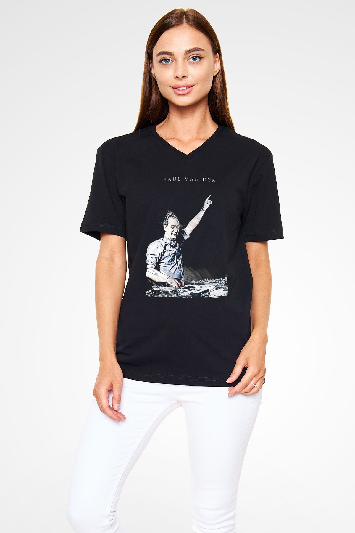 Paul Van Dyk Siyah Unisex V Yaka Tişört