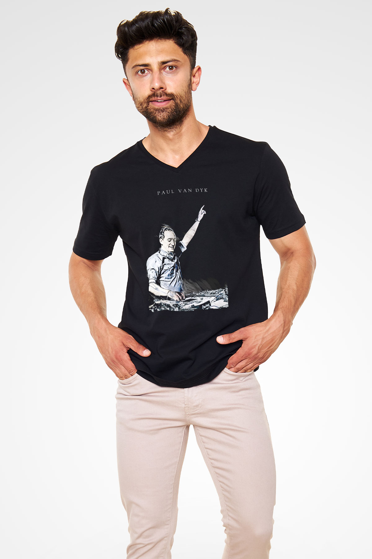 Paul Van Dyk Siyah Unisex V Yaka Tişört