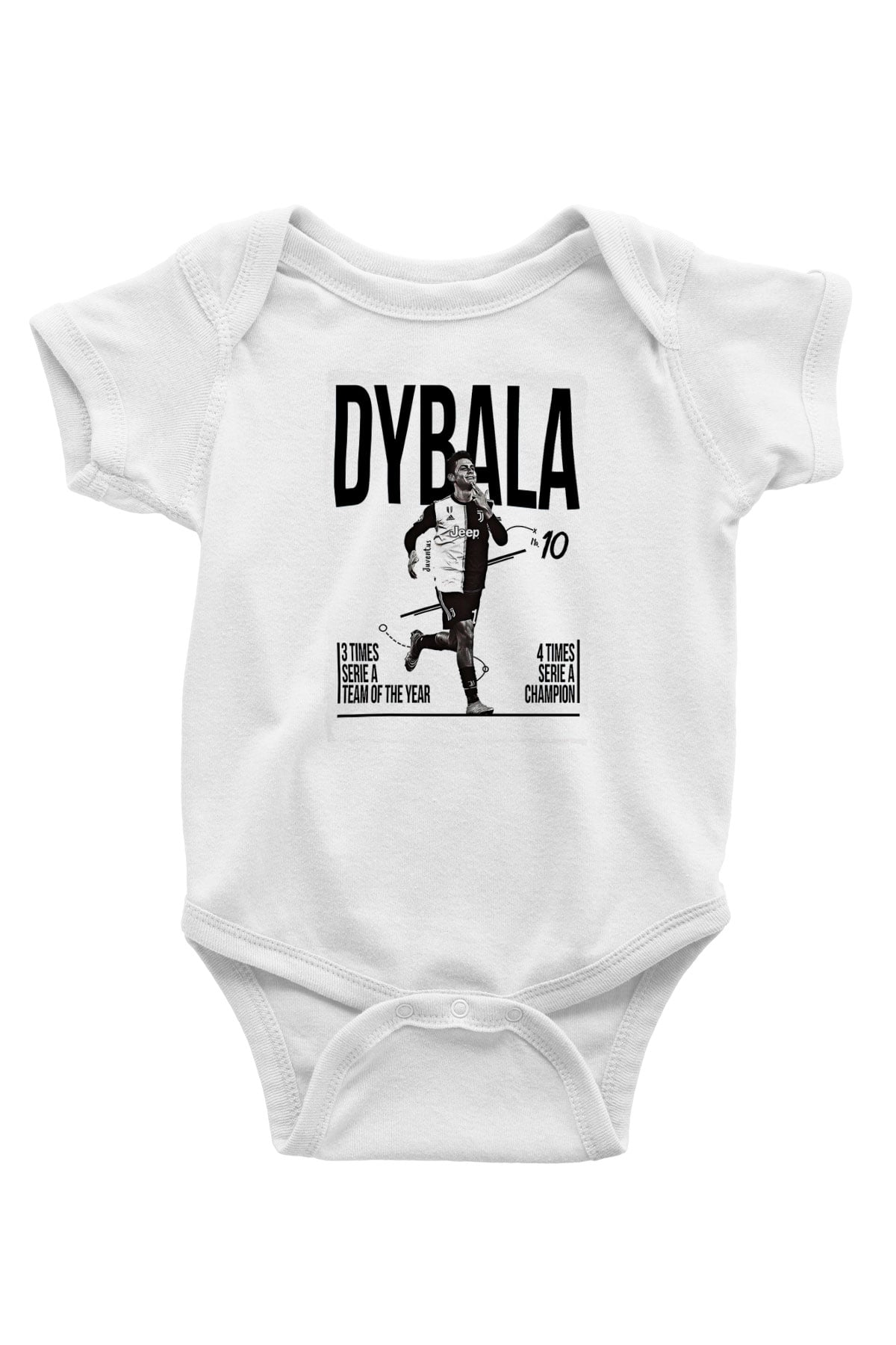 Paulo Dybala Baskılı Beyaz Unisex Bebek Body - Zıbın