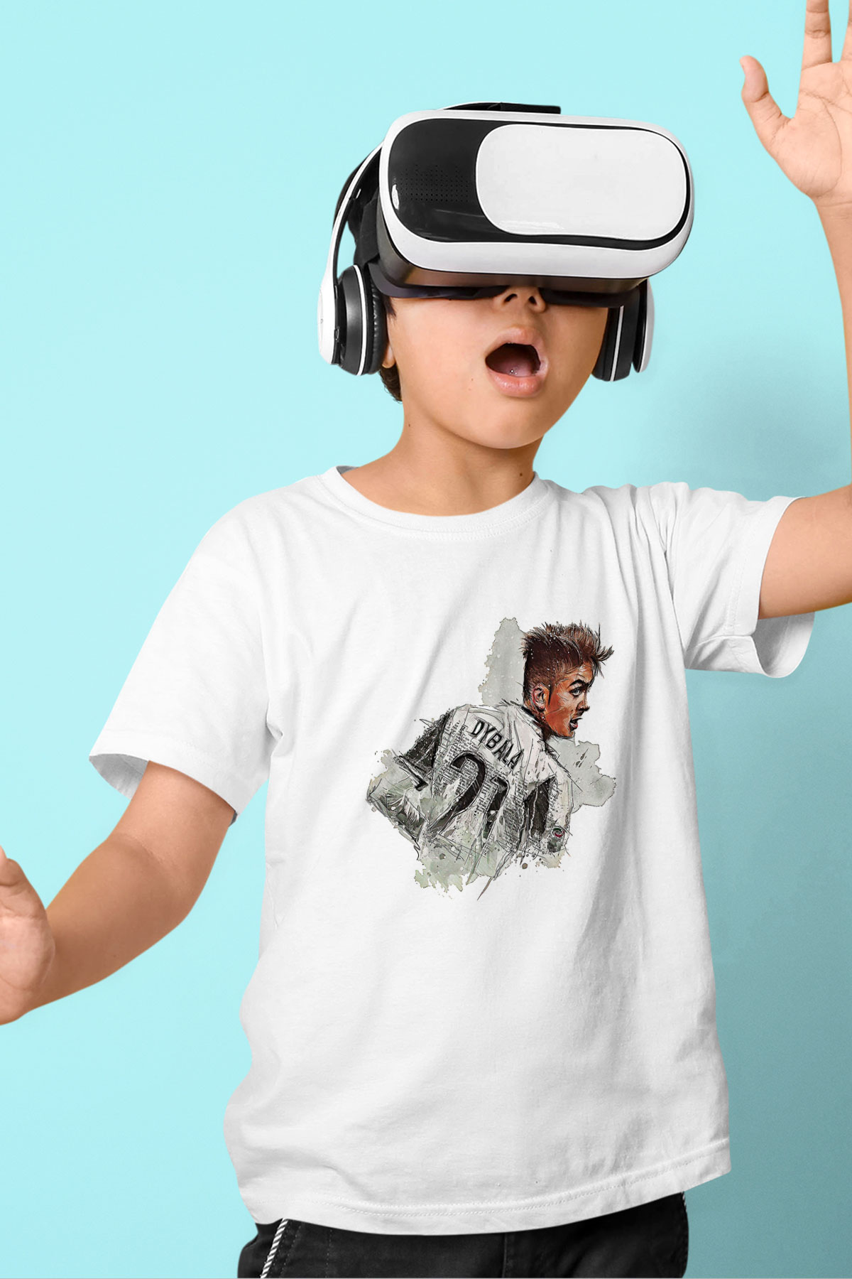 Paulo Dybala Baskılı Beyaz Unisex Beyaz Çocuk Tişört - Tshirt
