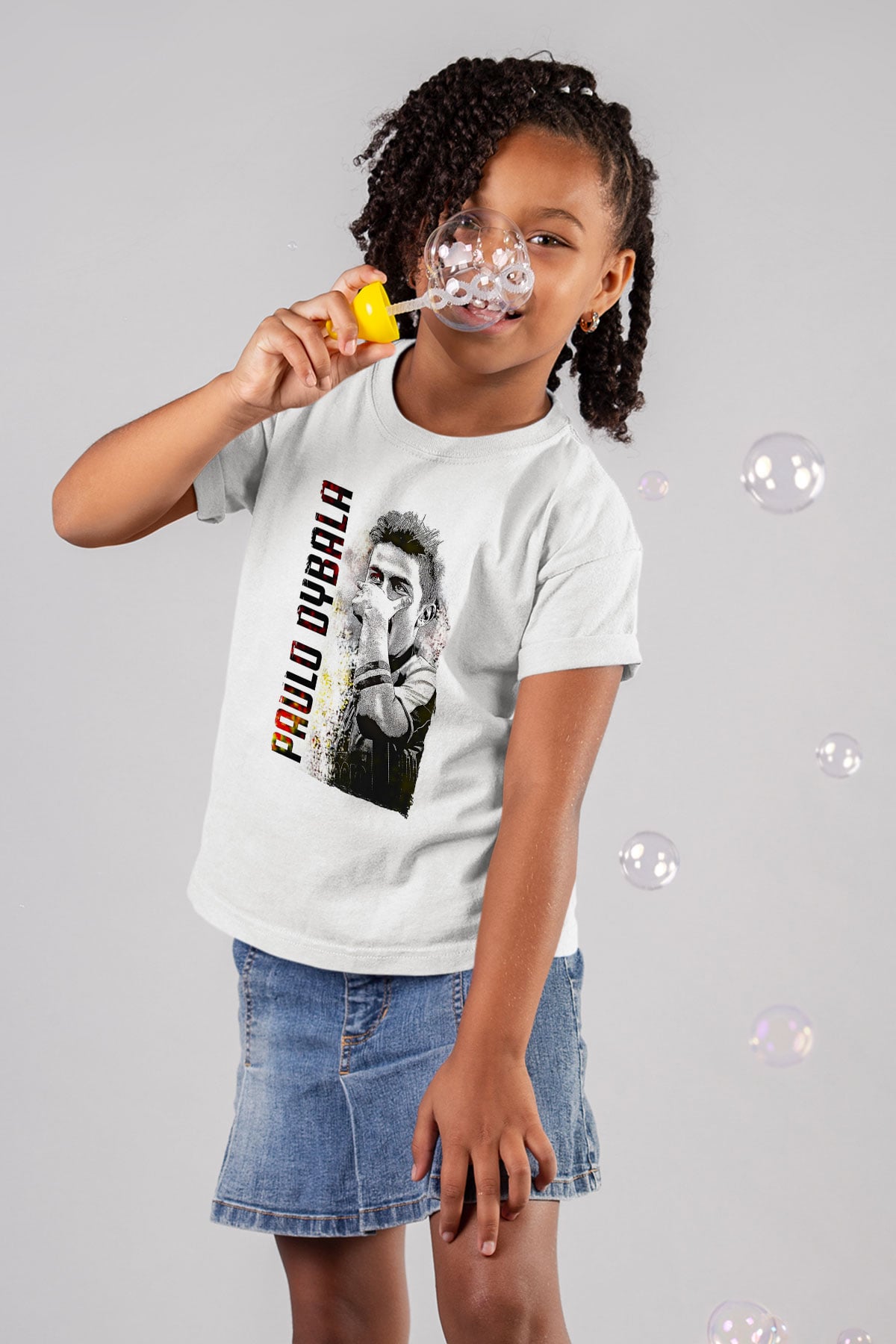 Paulo Dybala Baskılı Beyaz Unisex Beyaz Çocuk Tişört - Tshirt