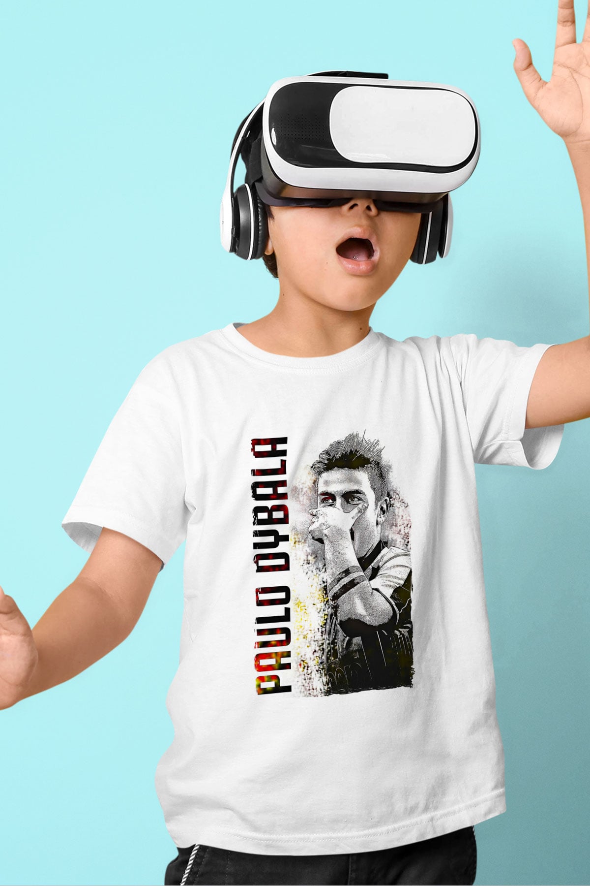 Paulo Dybala Baskılı Beyaz Unisex Beyaz Çocuk Tişört - Tshirt