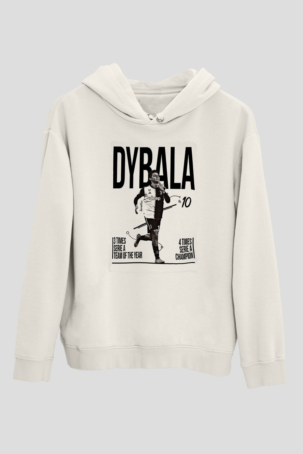 Paulo Dybala Baskılı Beyaz Unisex Kapüşonlu Sweatshirt
