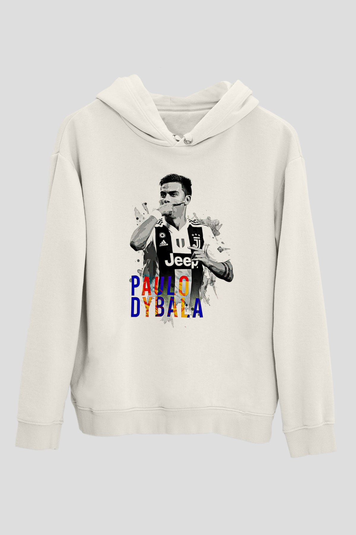 Paulo Dybala Baskılı Beyaz Unisex Kapüşonlu Sweatshirt