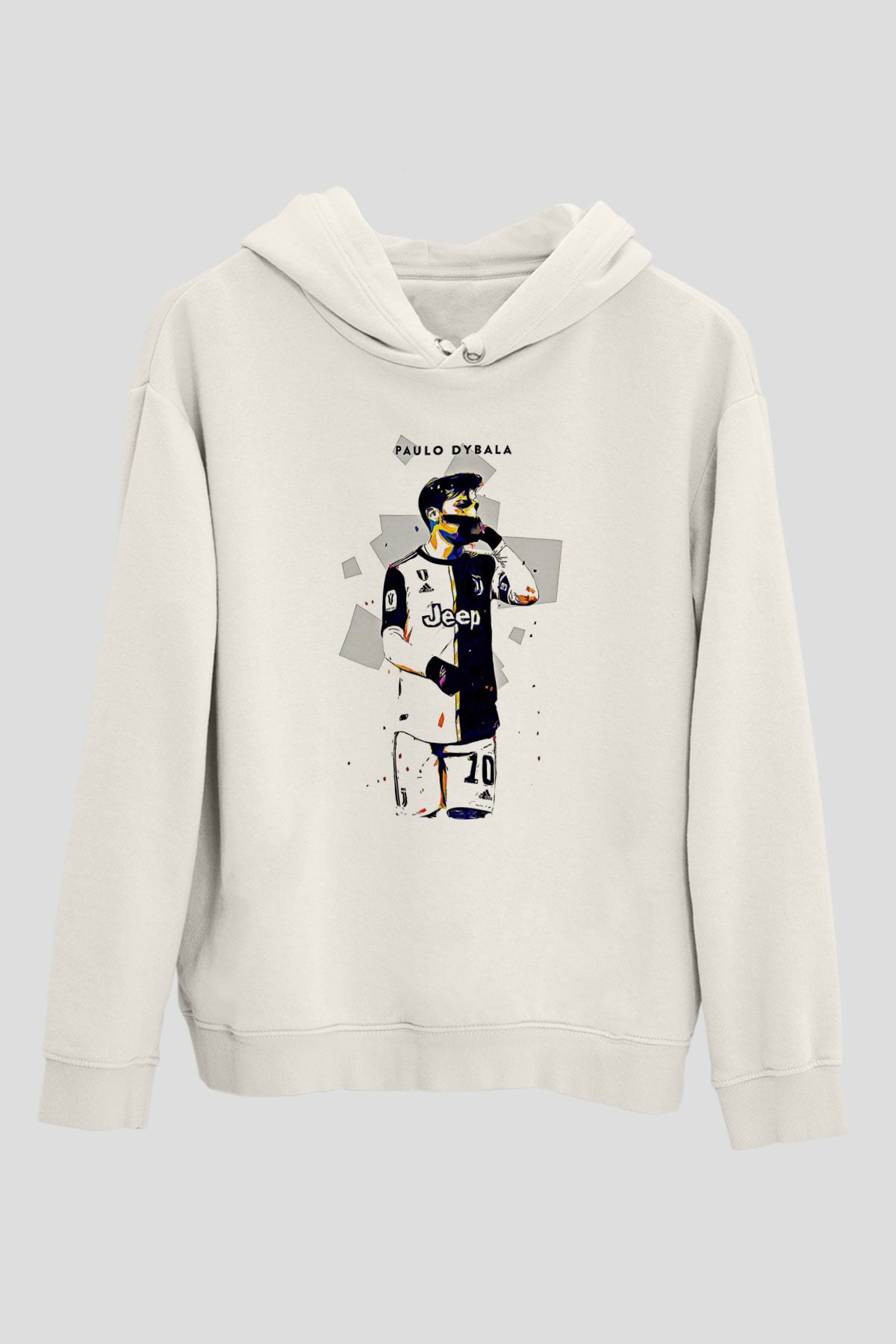 Paulo Dybala Baskılı Beyaz Unisex Kapüşonlu Sweatshirt
