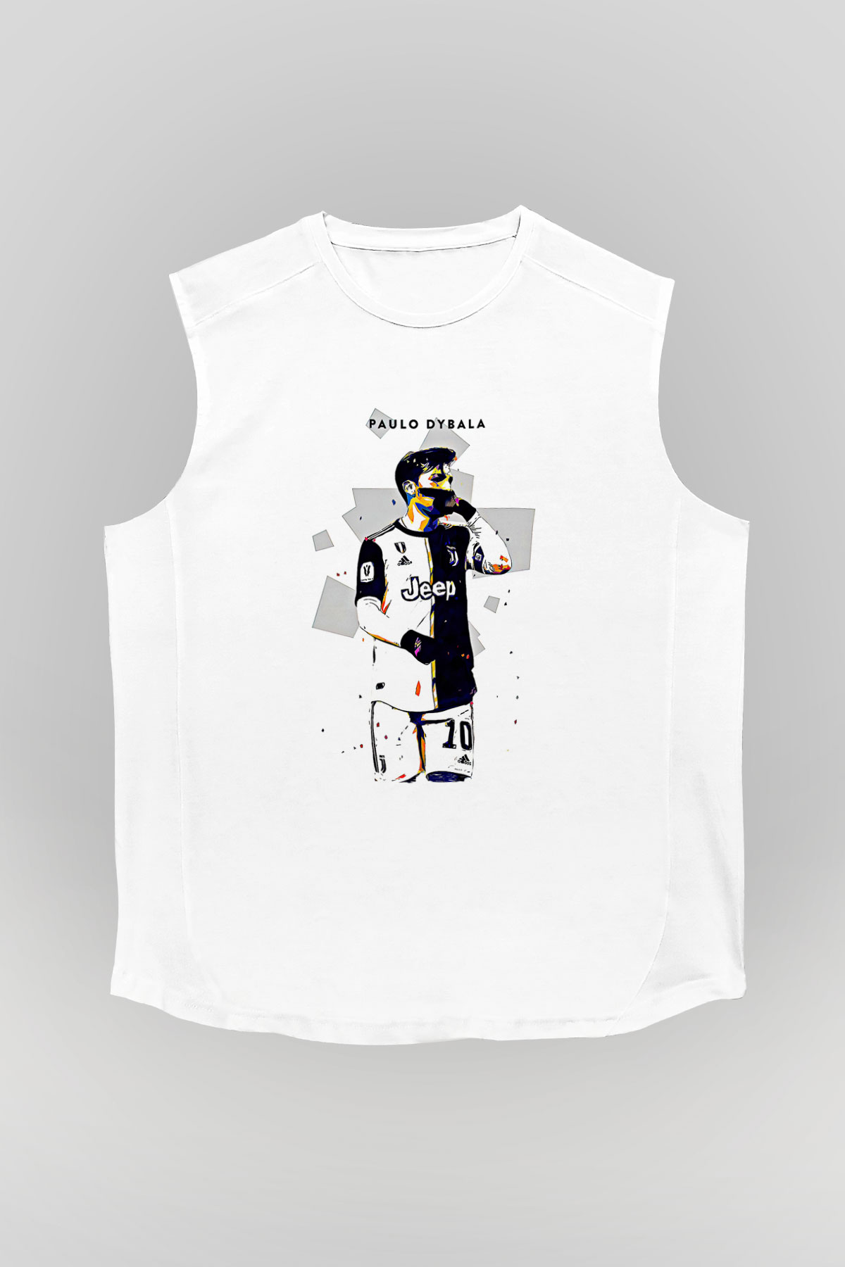 Paulo Dybala Baskılı Beyaz Unisex Kolsuz Tişört - Tshirt