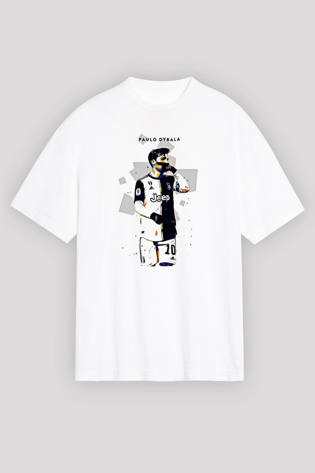 Paulo Dybala Baskılı Beyaz Unisex Oversize Tişört - Tshirt
