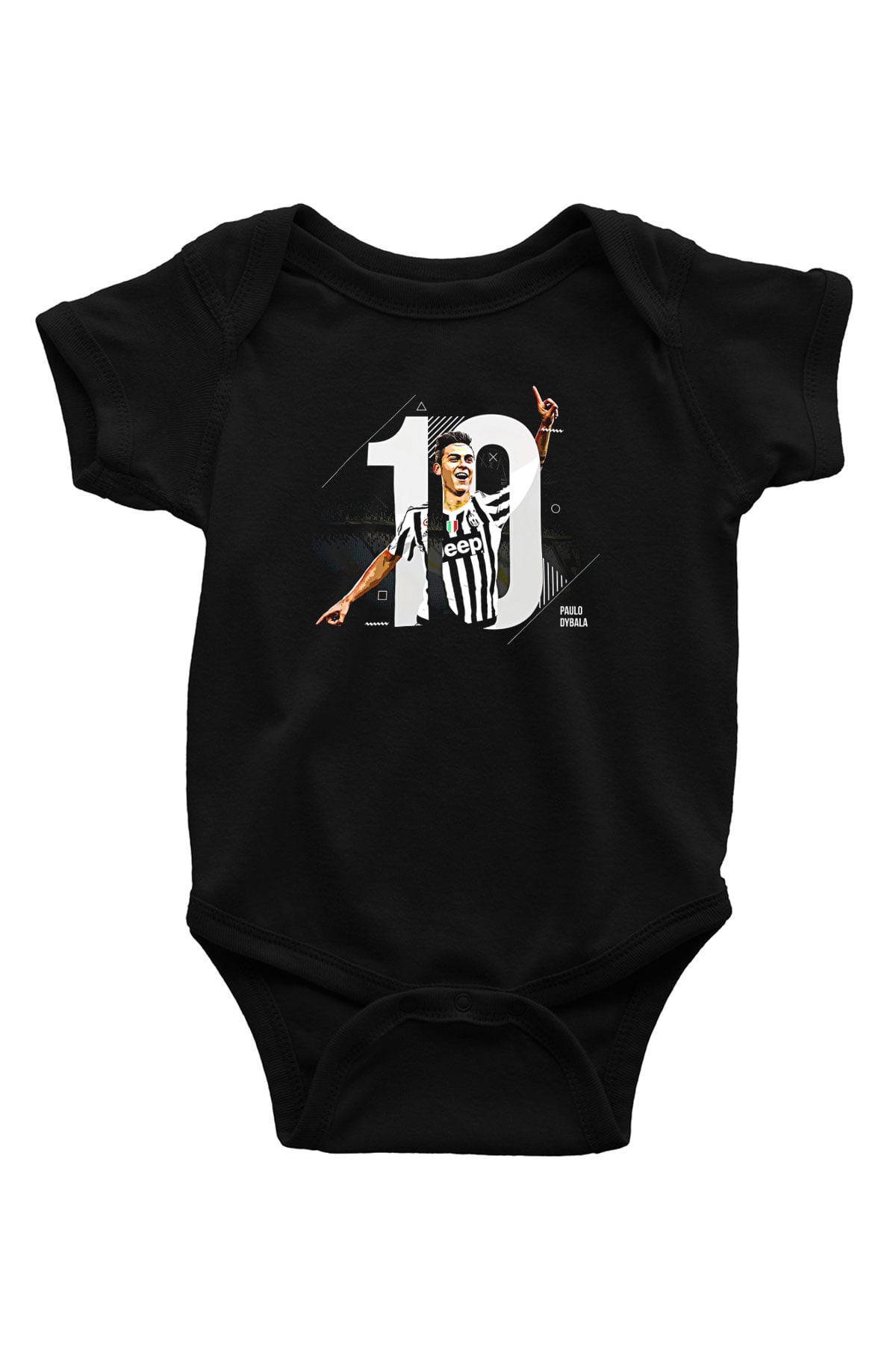 Paulo Dybala Baskılı Unisex Siyah Bebek Body - Zıbın