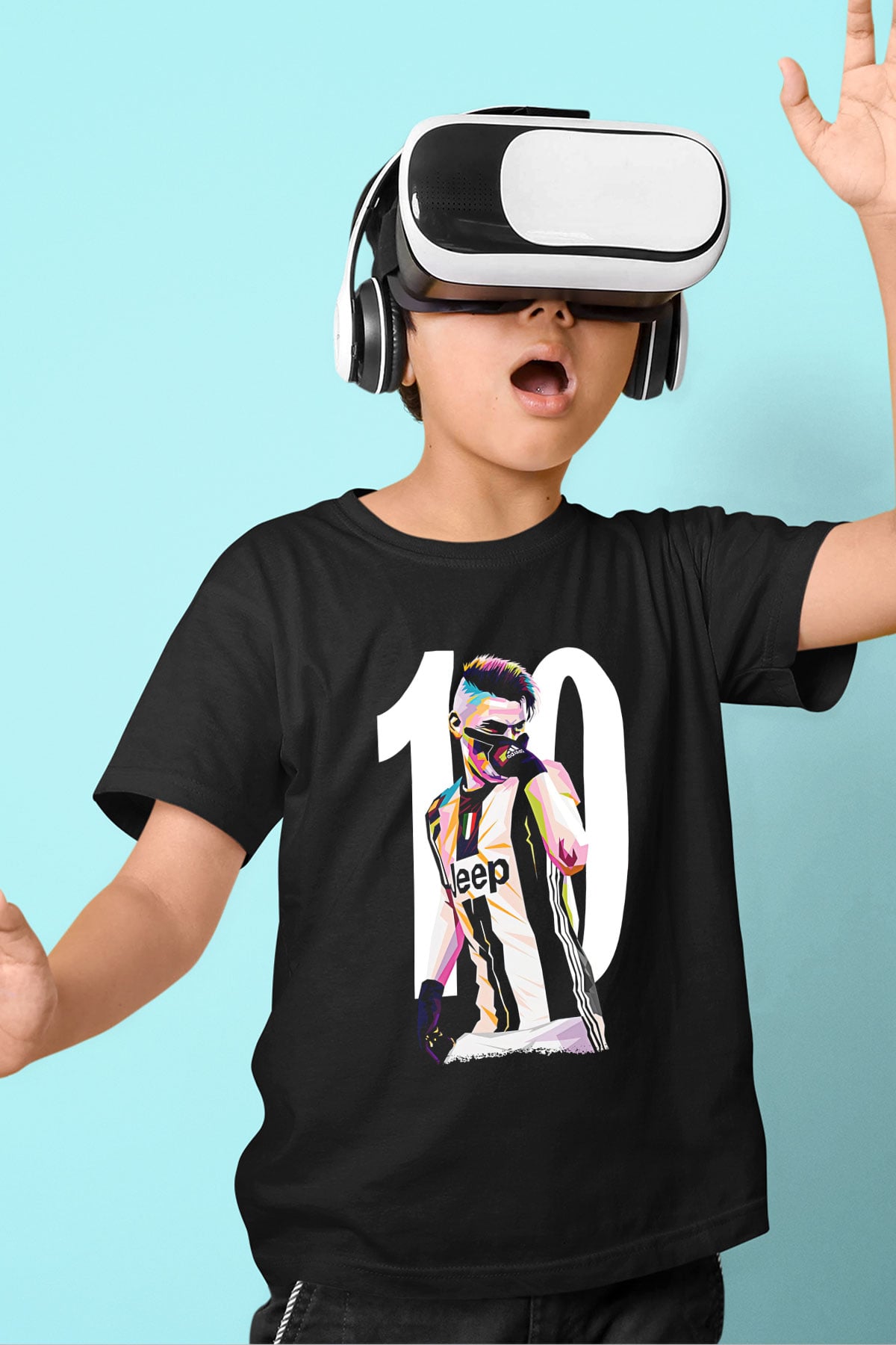 Paulo Dybala Baskılı Unisex Siyah Çocuk Tişört - Tshirt