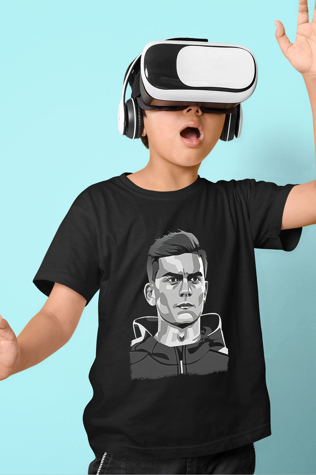 Paulo Dybala Baskılı Unisex Siyah Çocuk Tişört - Tshirt