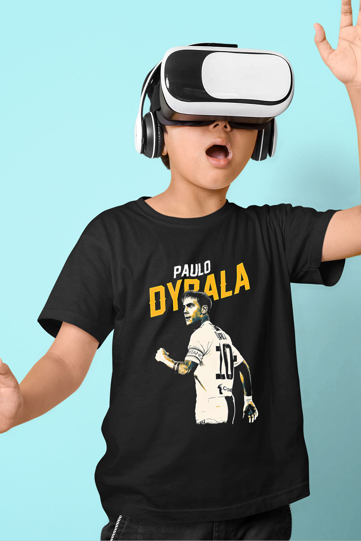 Paulo Dybala Baskılı Unisex Siyah Çocuk Tişört - Tshirt
