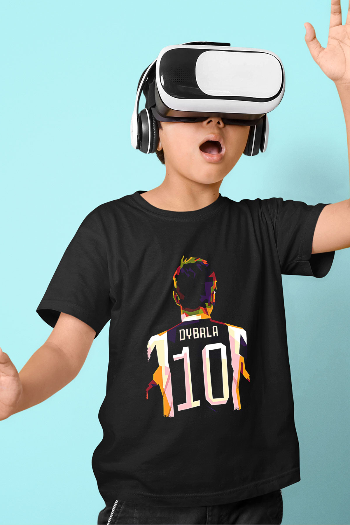 Paulo Dybala Baskılı Unisex Siyah Çocuk Tişört - Tshirt