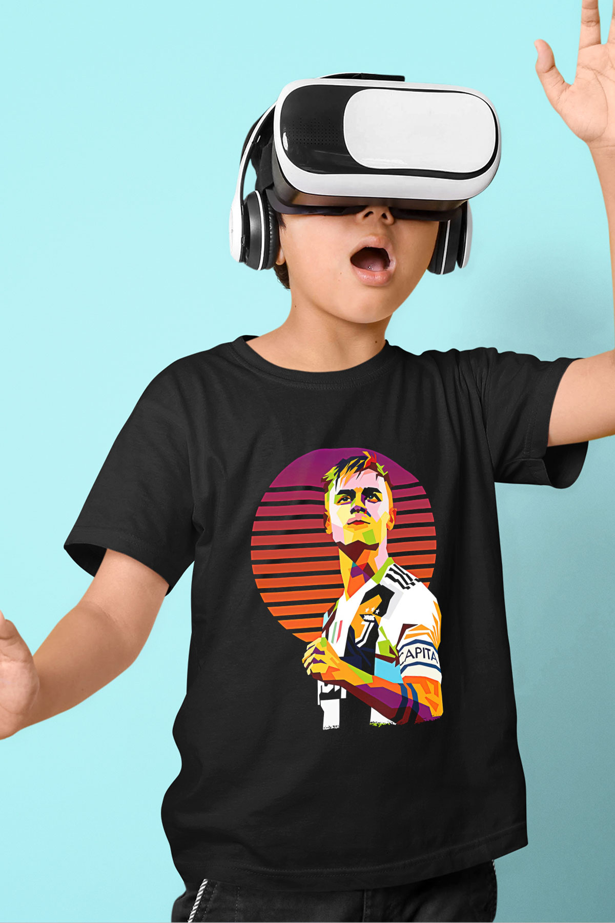 Paulo Dybala Baskılı Unisex Siyah Çocuk Tişört - Tshirt