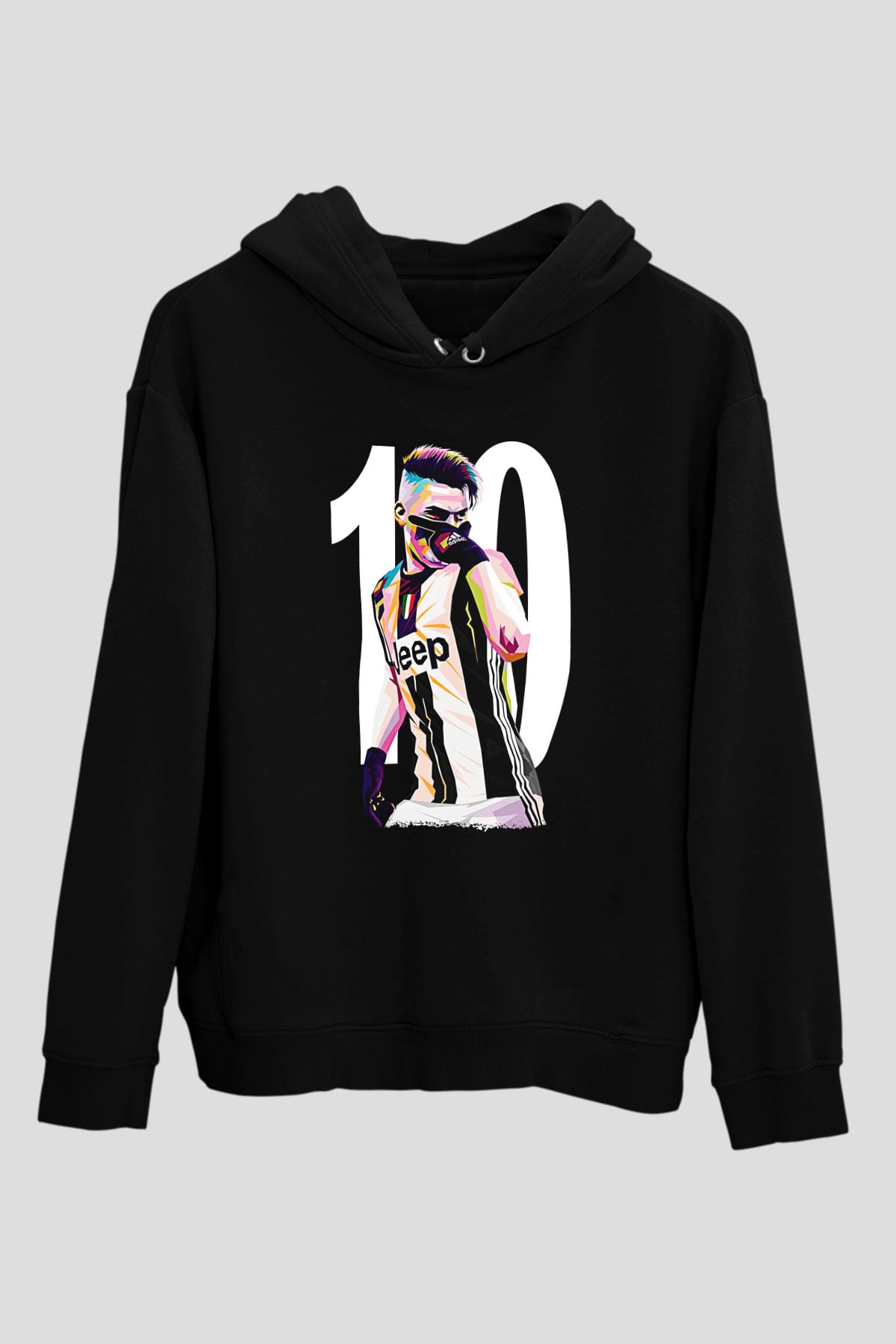Paulo Dybala Baskılı Unisex Siyah Kapüşonlu Sweatshirt