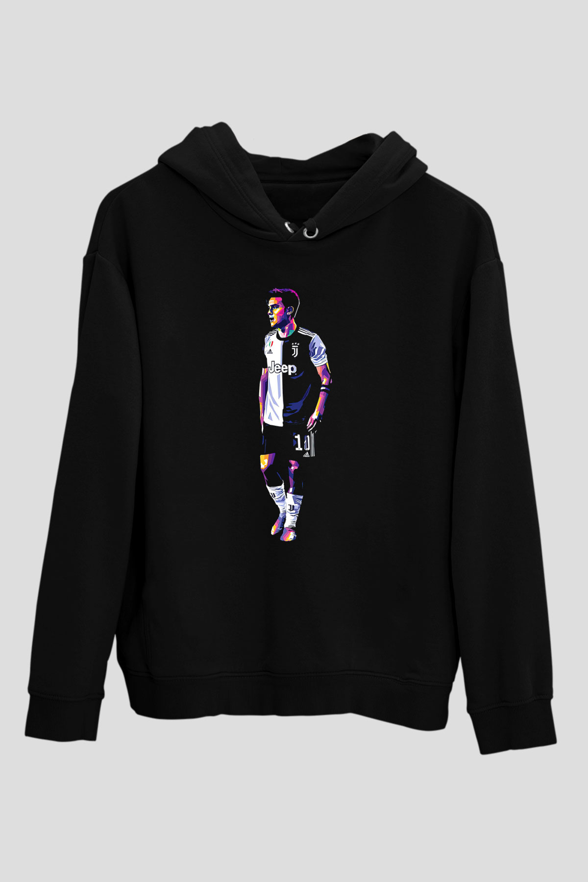 Paulo Dybala Baskılı Unisex Siyah Kapüşonlu Sweatshirt