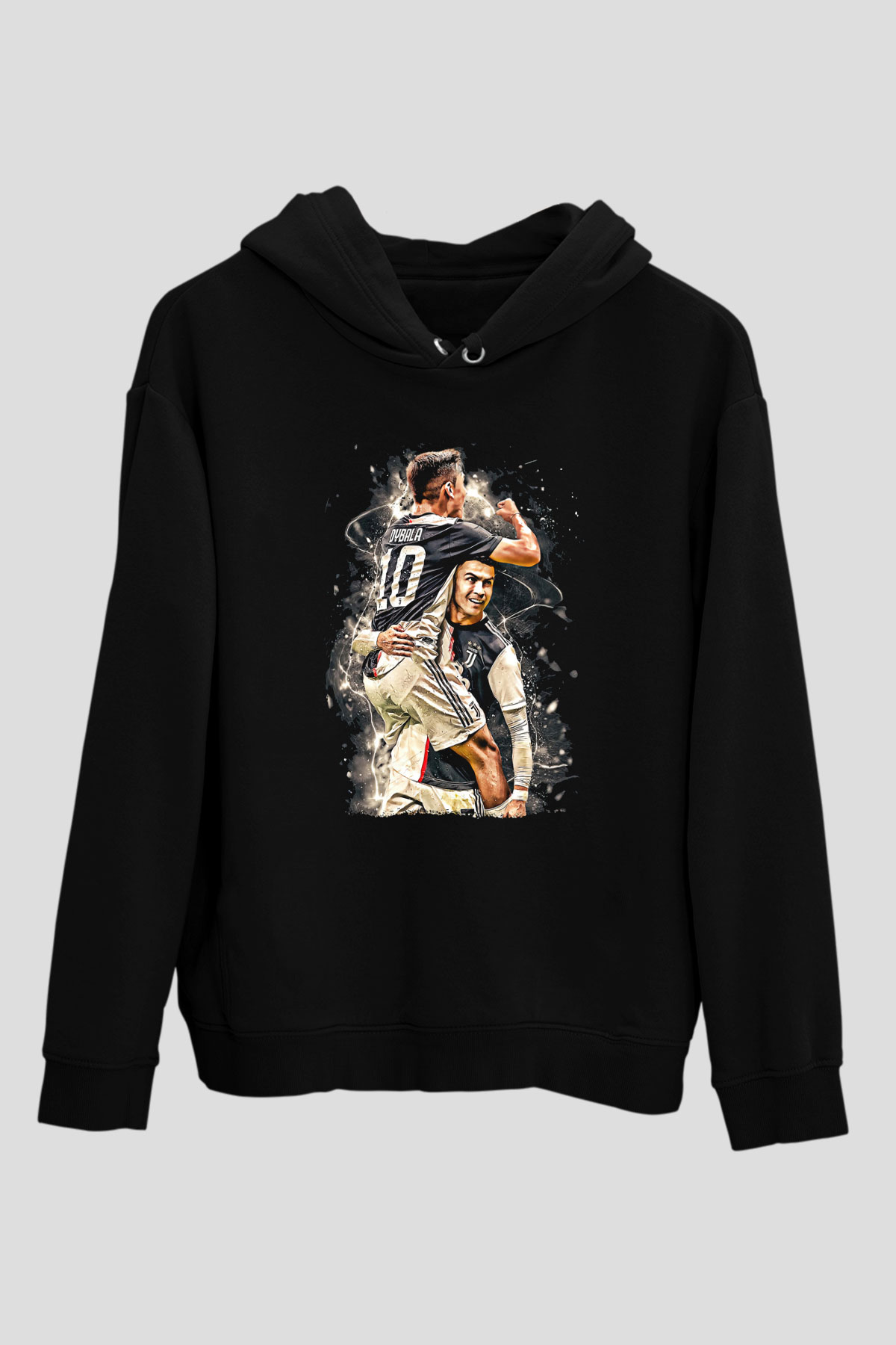 Paulo Dybala Baskılı Unisex Siyah Kapüşonlu Sweatshirt