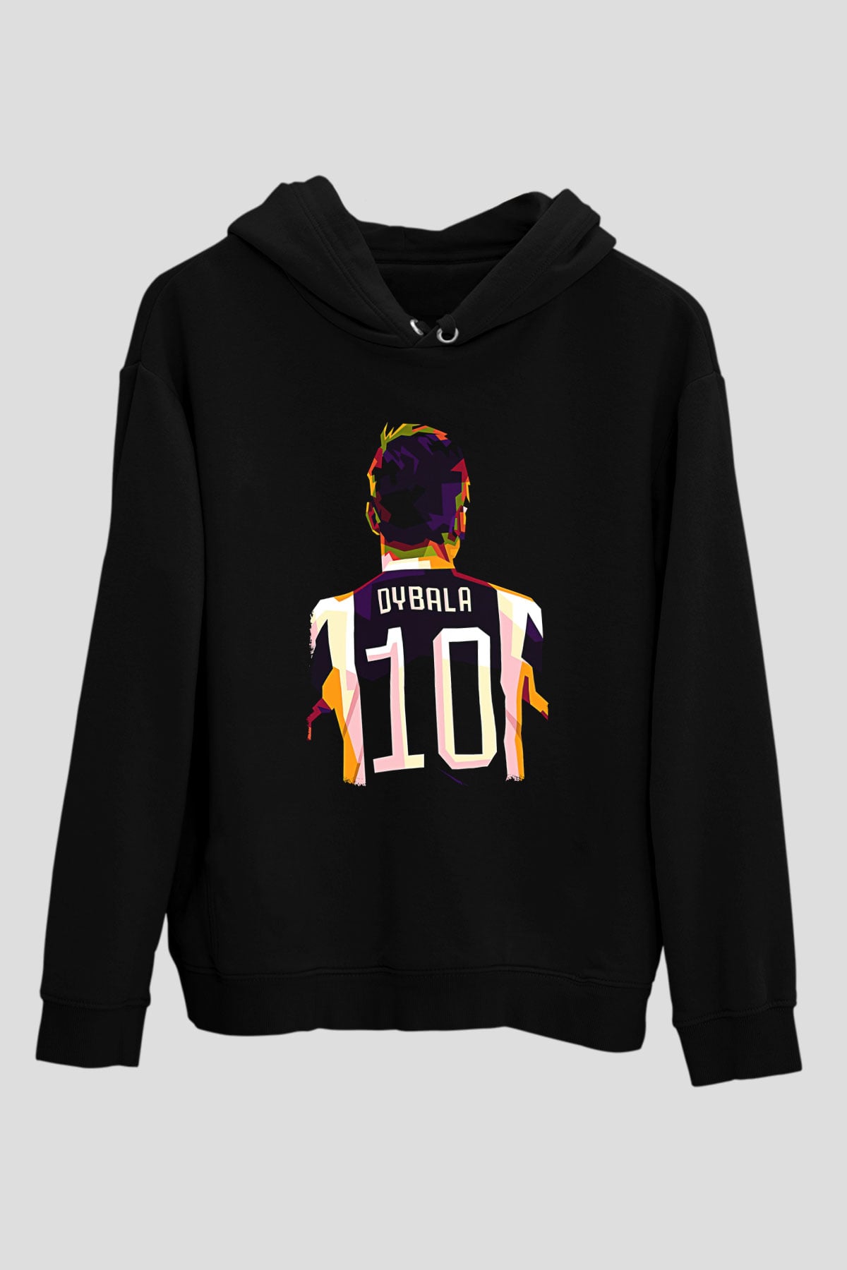 Paulo Dybala Baskılı Unisex Siyah Kapüşonlu Sweatshirt