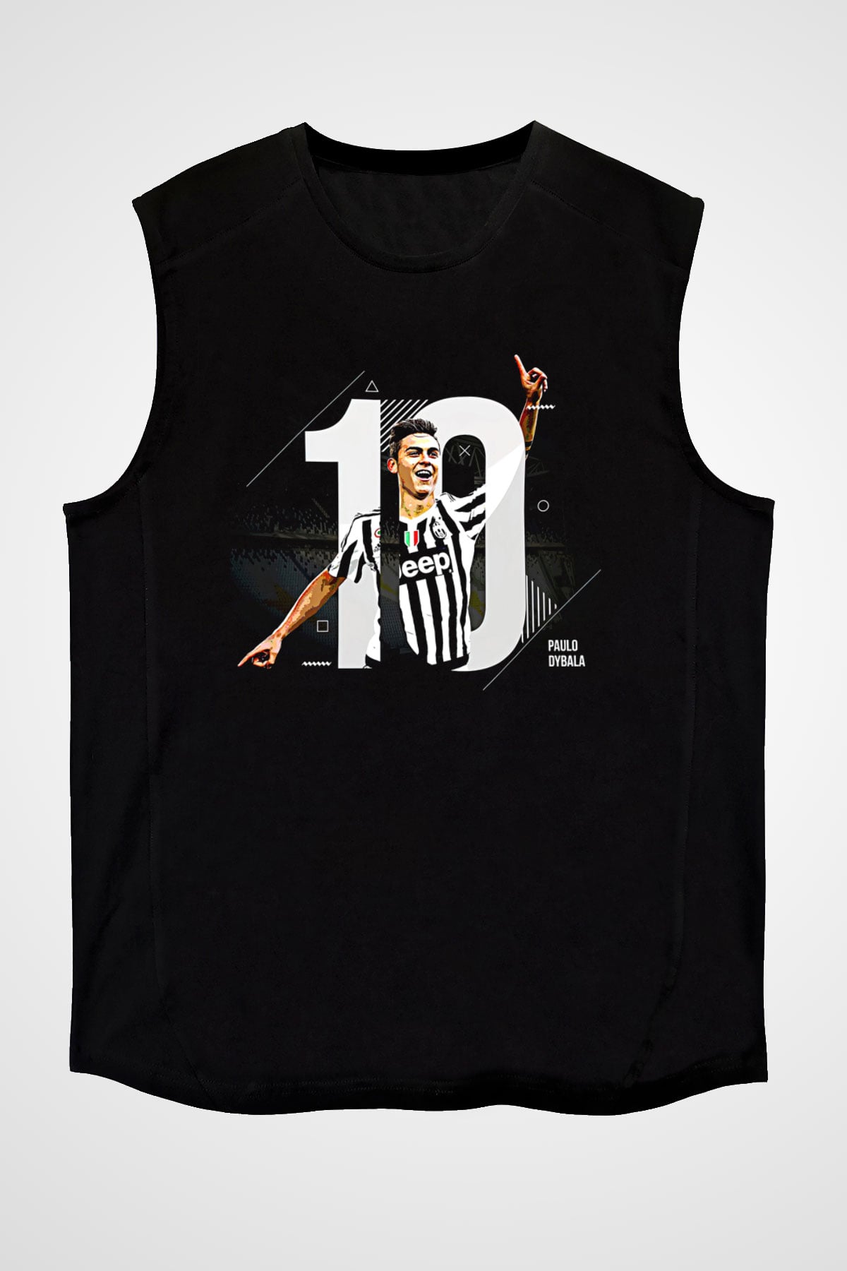Paulo Dybala Baskılı Unisex Siyah Kolsuz Tişört - Tshirt