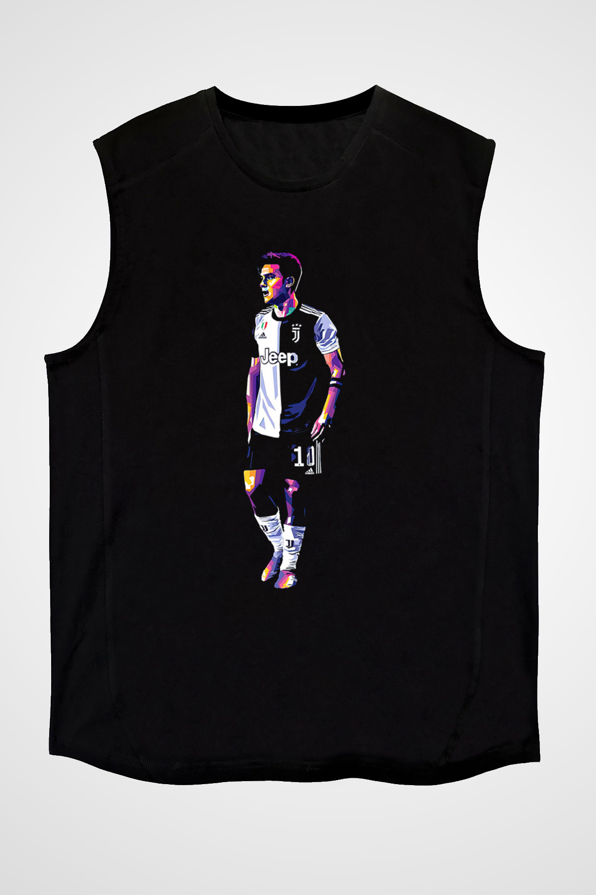 Paulo Dybala Baskılı Unisex Siyah Kolsuz Tişört - Tshirt