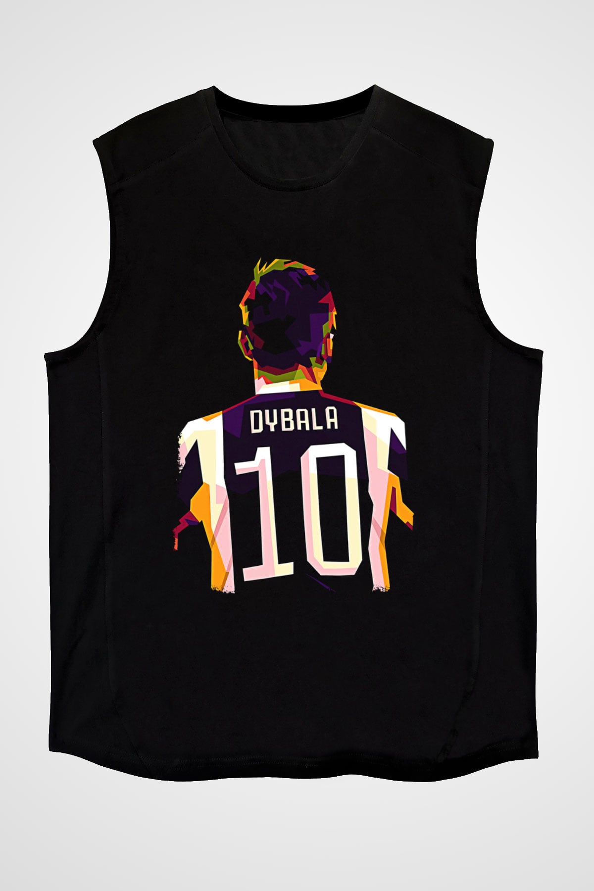 Paulo Dybala Baskılı Unisex Siyah Kolsuz Tişört - Tshirt