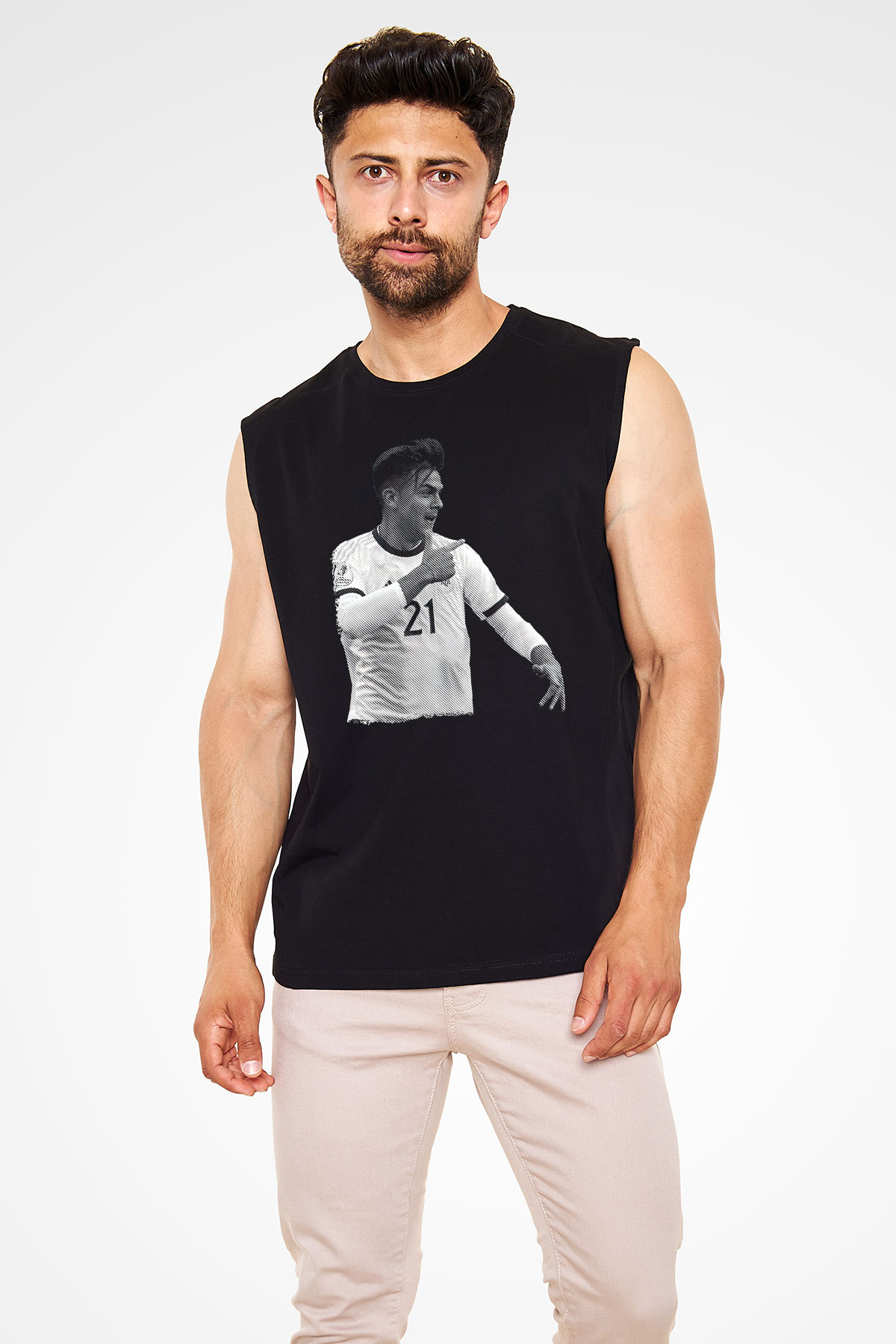 Paulo Dybala Baskılı Unisex Siyah Kolsuz Tişört - Tshirt