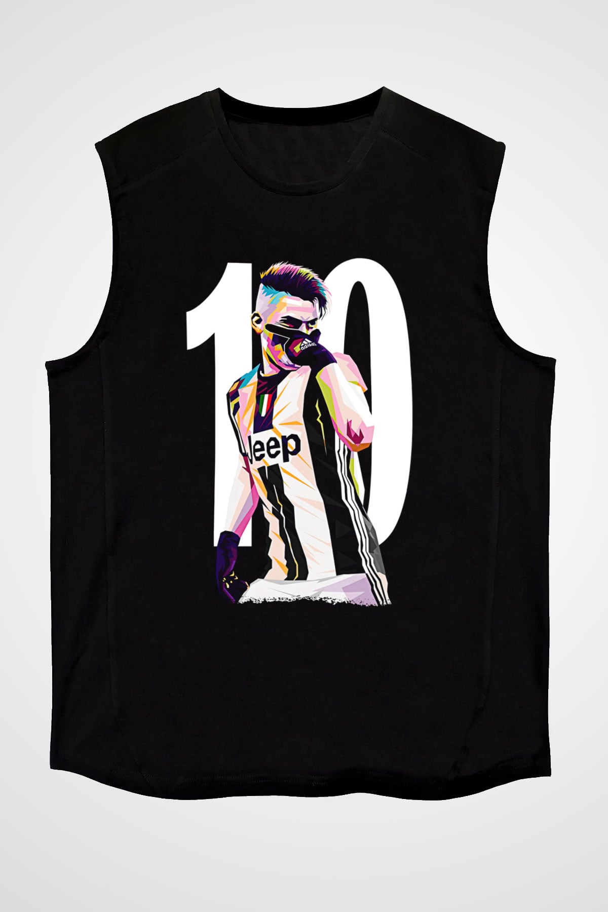 Paulo Dybala Baskılı Unisex Siyah Kolsuz Tişört - Tshirt