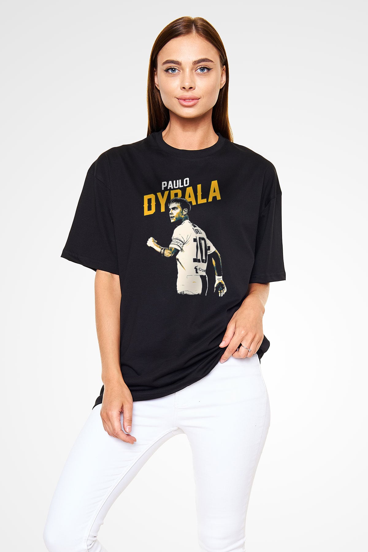 Paulo Dybala Baskılı Unisex Siyah Oversize Tişört - Tshirt