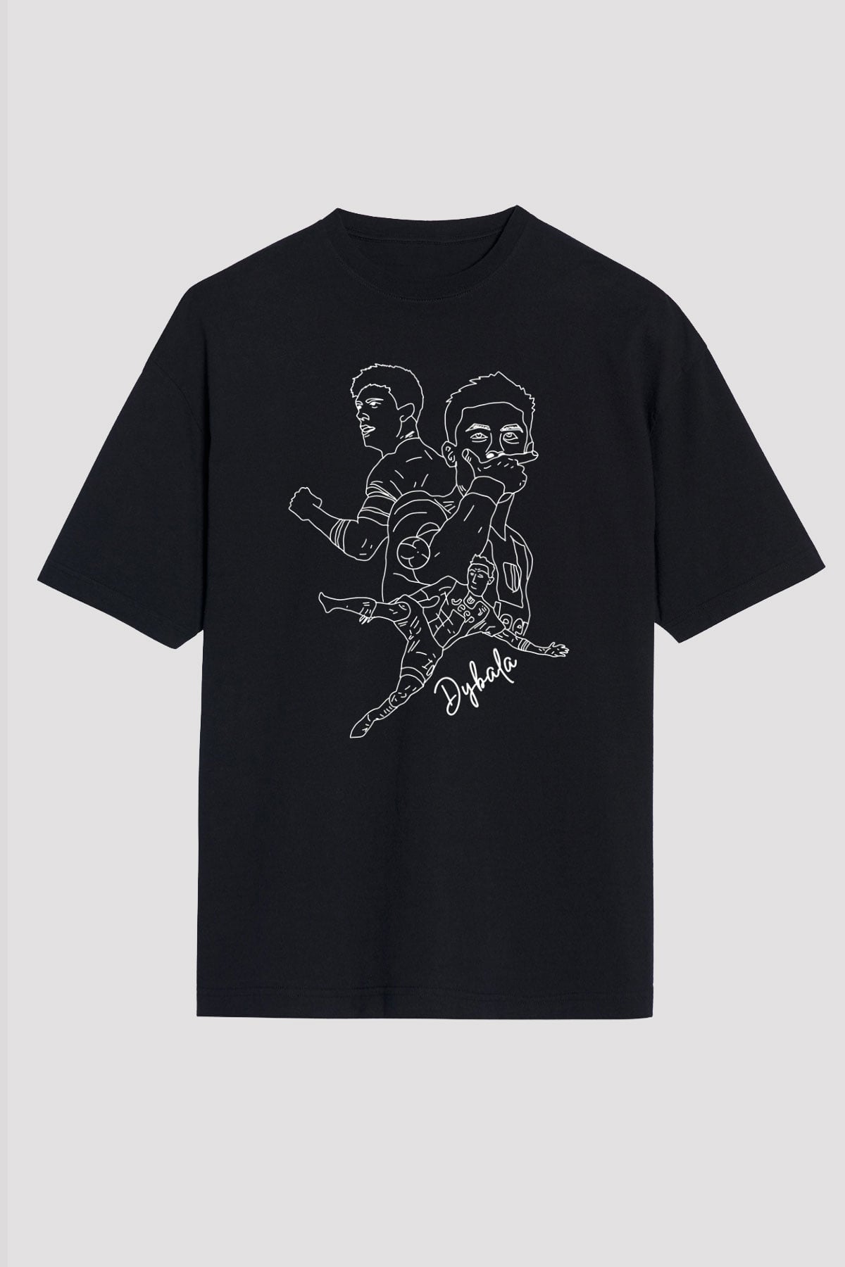 Paulo Dybala Baskılı Unisex Siyah Oversize Tişört - Tshirt