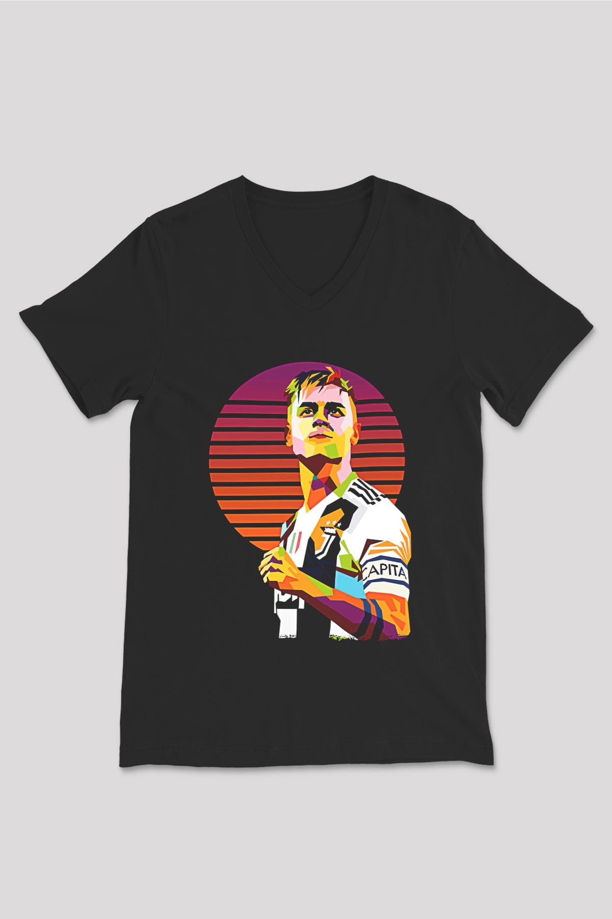 Paulo Dybala Baskılı Unisex Siyah V Yaka Tişört - Tshirt