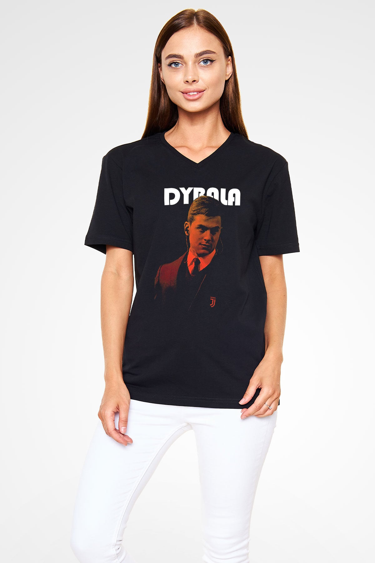 Paulo Dybala Baskılı Unisex Siyah V Yaka Tişört - Tshirt