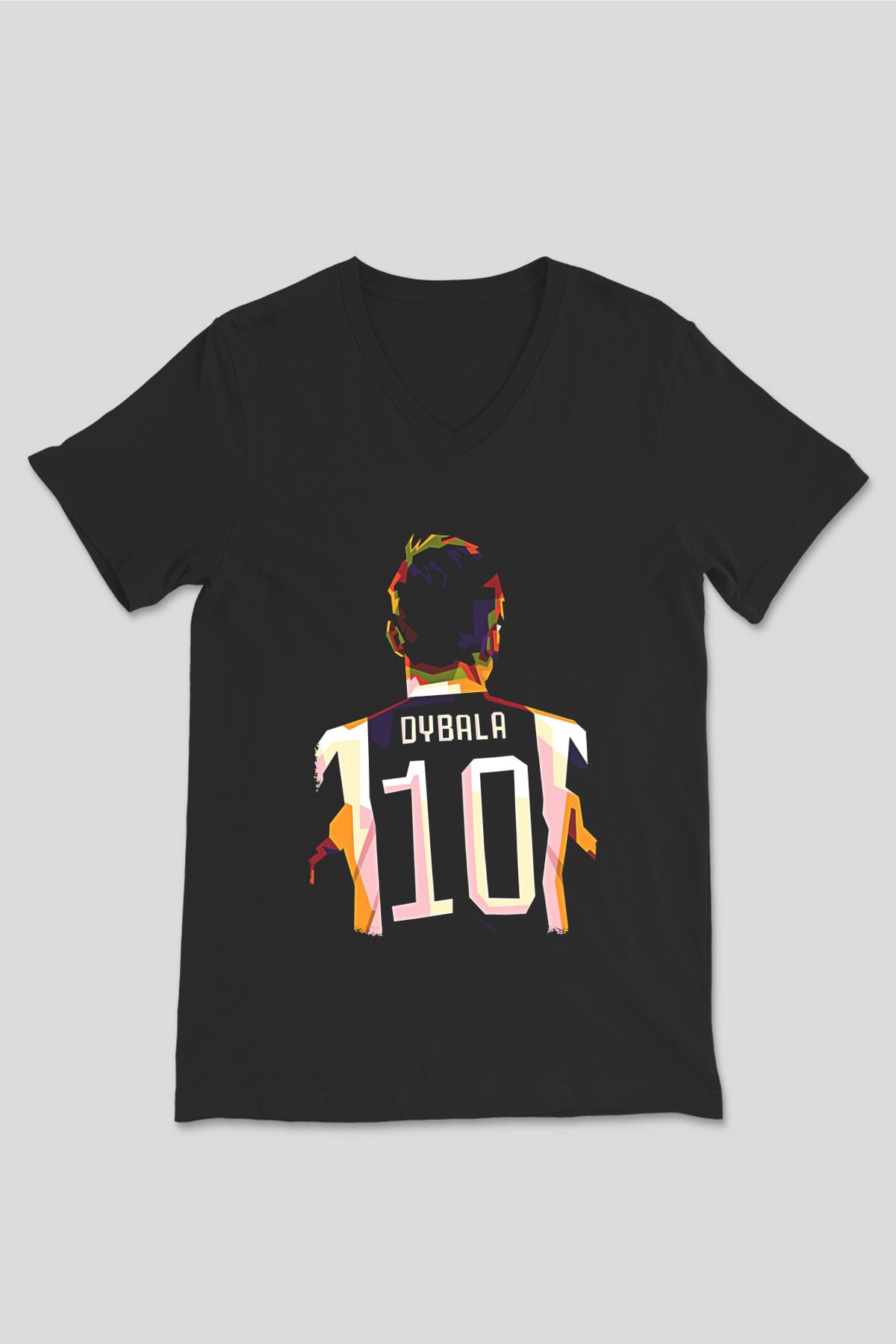 Paulo Dybala Baskılı Unisex Siyah V Yaka Tişört - Tshirt
