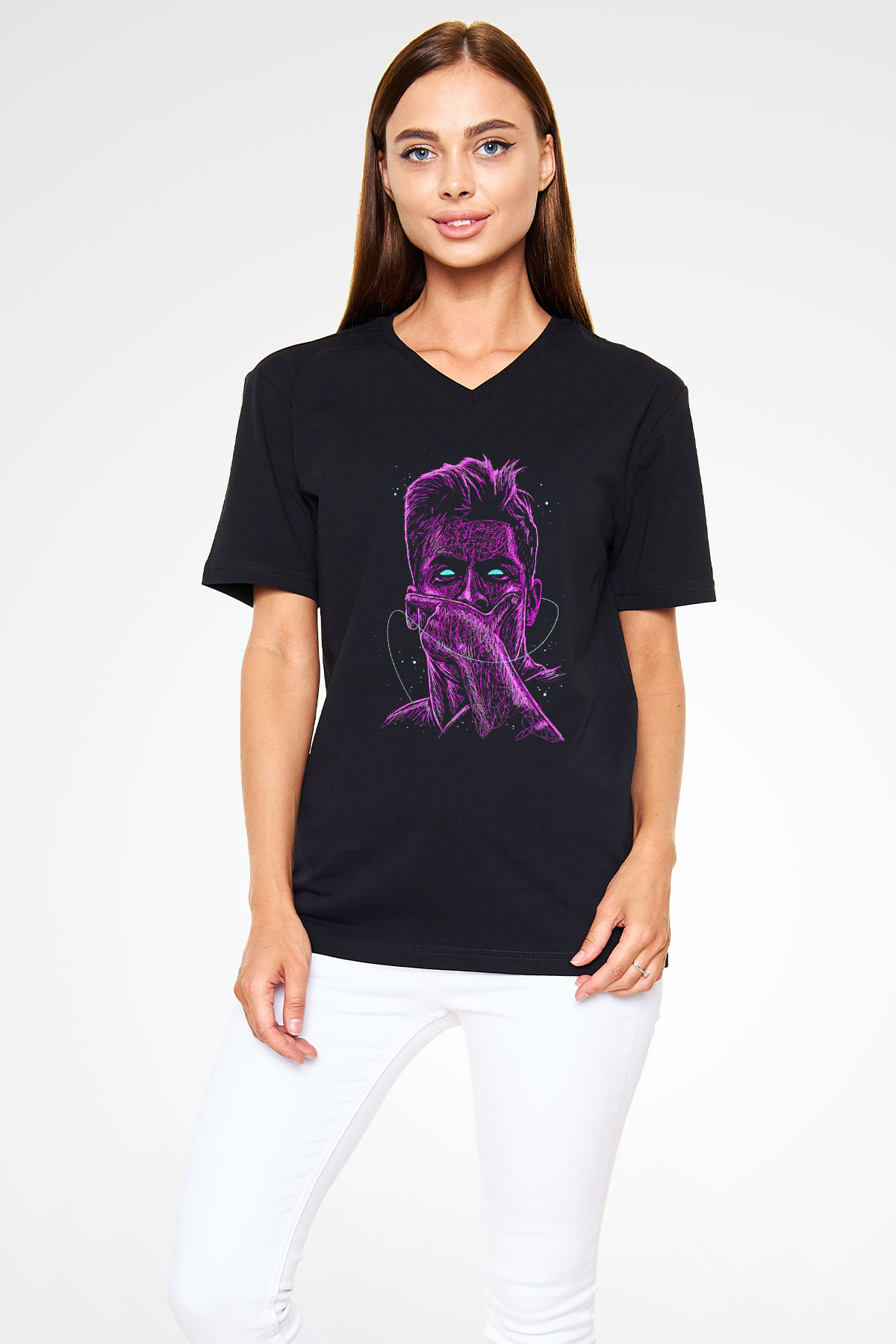 Paulo Dybala Baskılı Unisex Siyah V Yaka Tişört - Tshirt