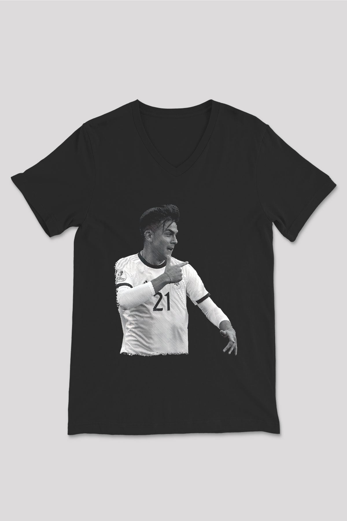 Paulo Dybala Baskılı Unisex Siyah V Yaka Tişört - Tshirt