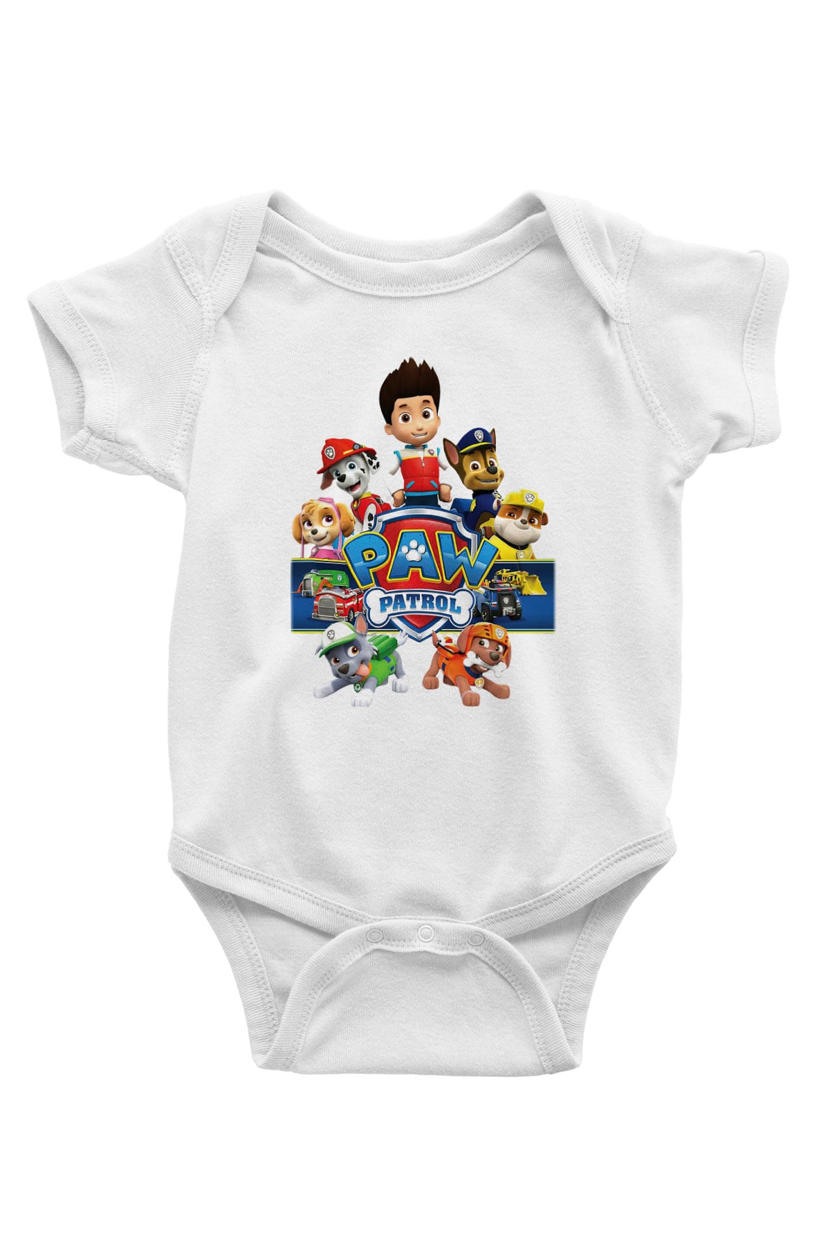 Paw Patrol Baskılı Beyaz Unisex Bebek Body - Zıbın