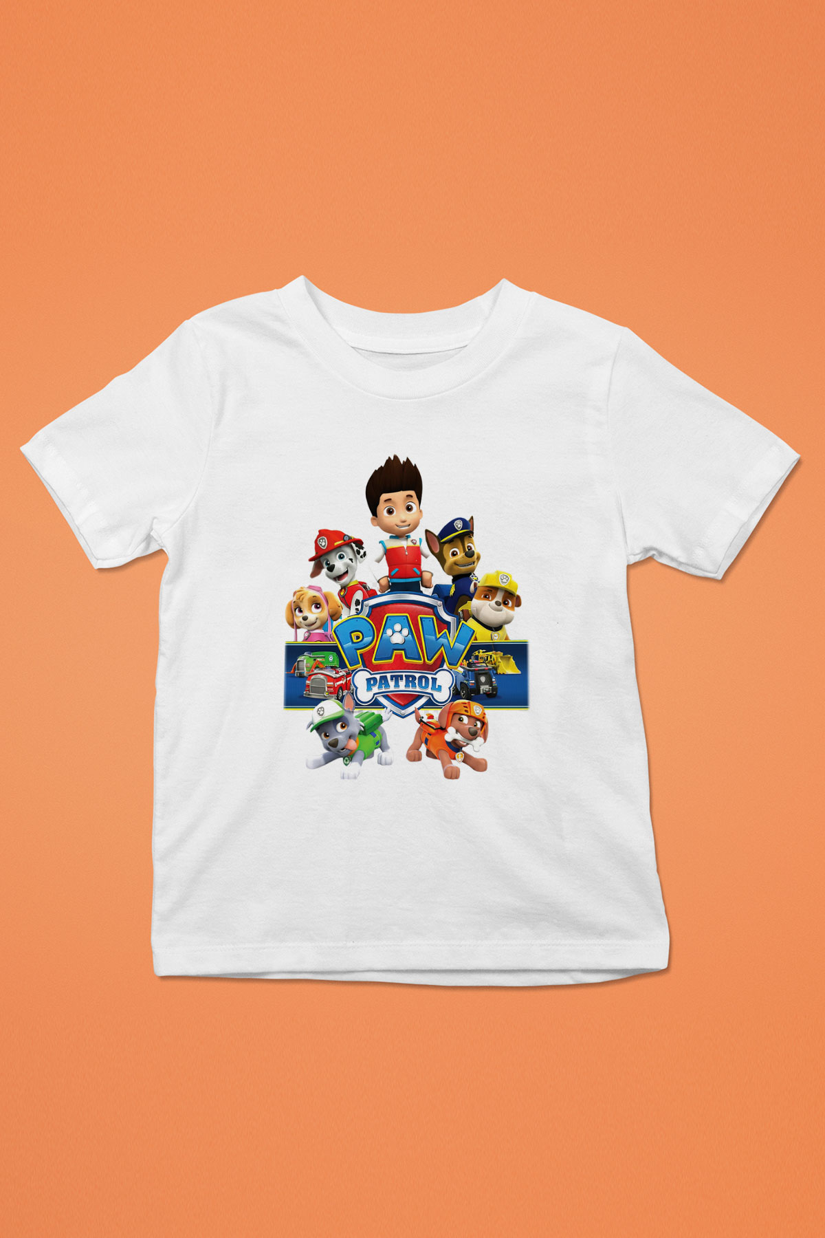 Paw Patrol Baskılı Beyaz Unisex Çocuk Tişört