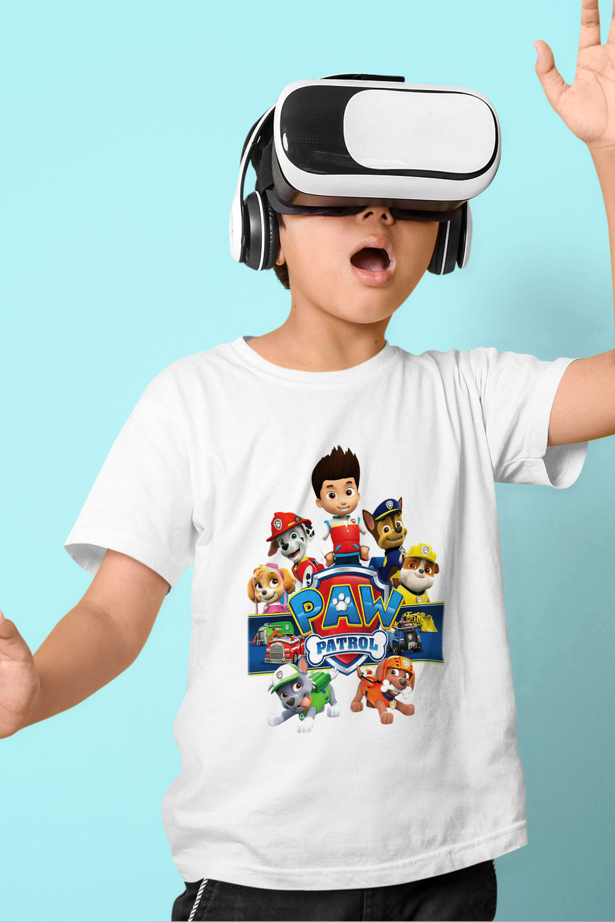 Paw Patrol Baskılı Beyaz Unisex Çocuk Tişört
