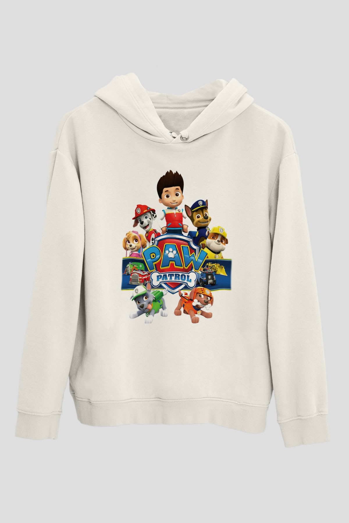 Paw Patrol Beyaz Unisex Kapşonlu Sweatshirt