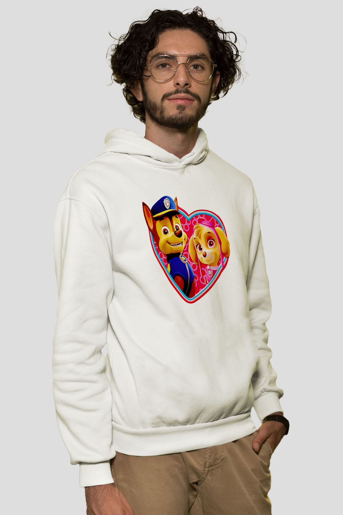 Paw Patrol Beyaz Unisex Kapşonlu Sweatshirt